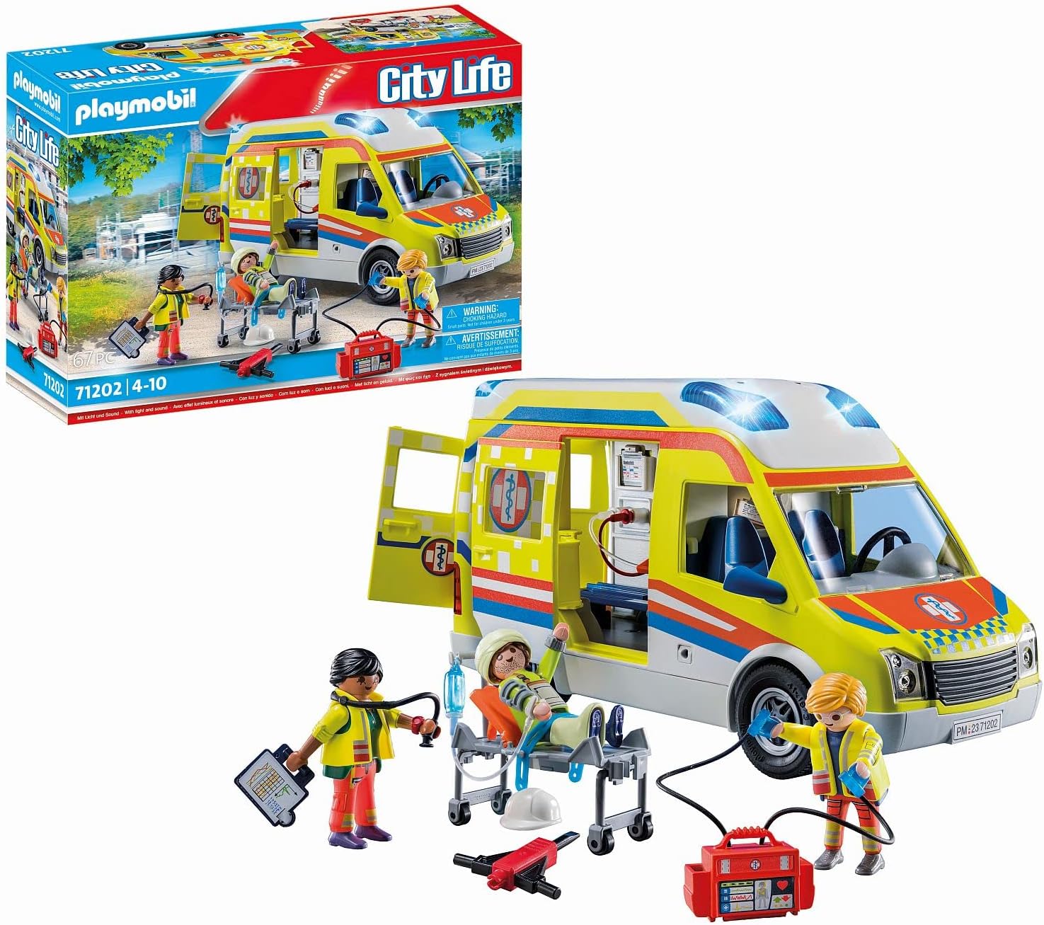 Playmobil 71202 City Life Ambulance with Lights and Sound - Role Play Toy for Ages 4+