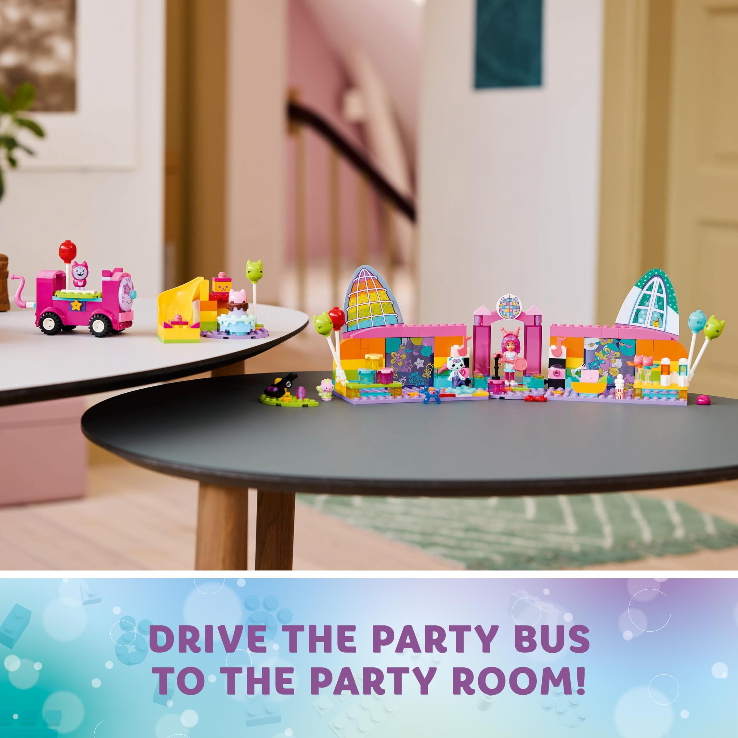 LEGO Gabby’s Party Room Disco Playset - DJ Catnip Party Bus with Minifigures & Games for Kids 4+ 5