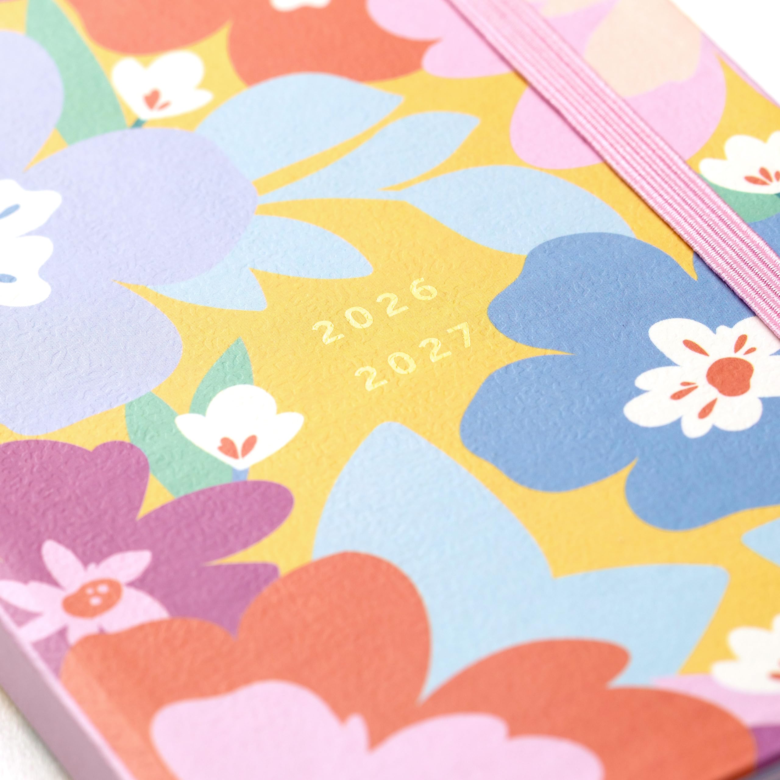 Busy B A5 Mid-Year Academic Planner - Aug '26 to Aug '27 | Floral Design | Elastic Closure
