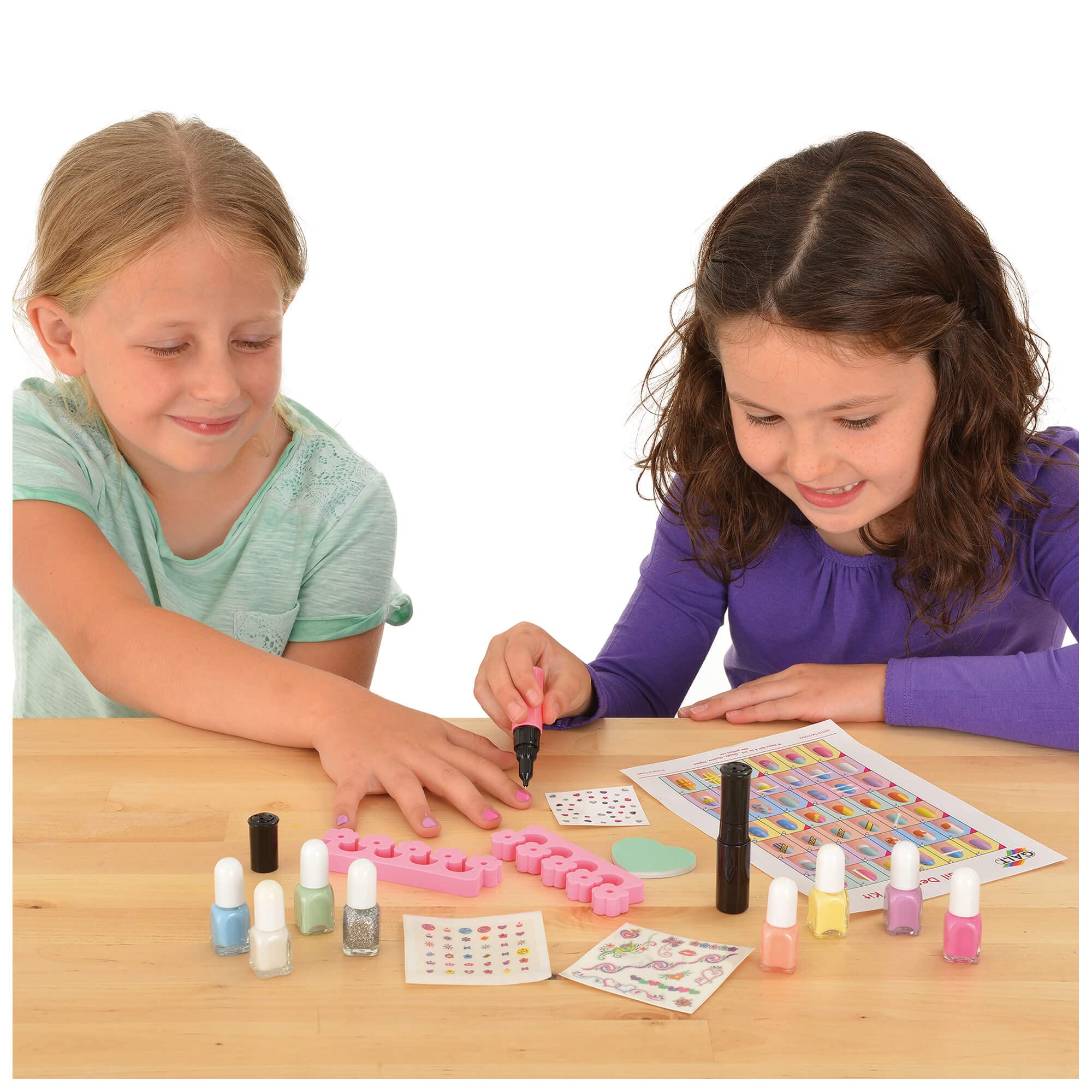 Galt Toys Nail Designer Kit for Kids, 7+ Years, 7 Colors & 2 Nail Pens with Stickers, Gems, and Glitter Varnish 8
