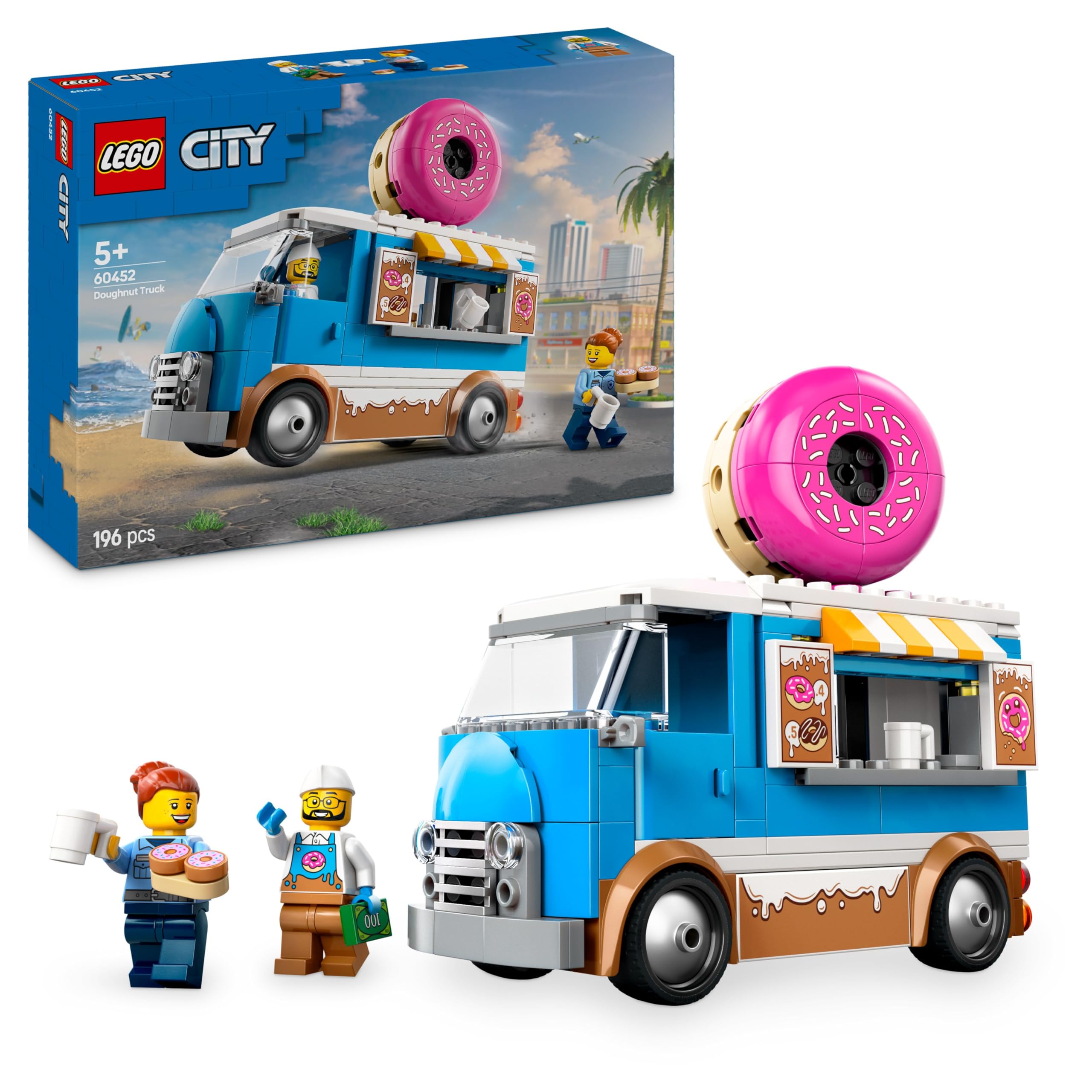 LEGO City Donut Truck Toy with 2 Minifigures - Building Set for 5+ Year Olds