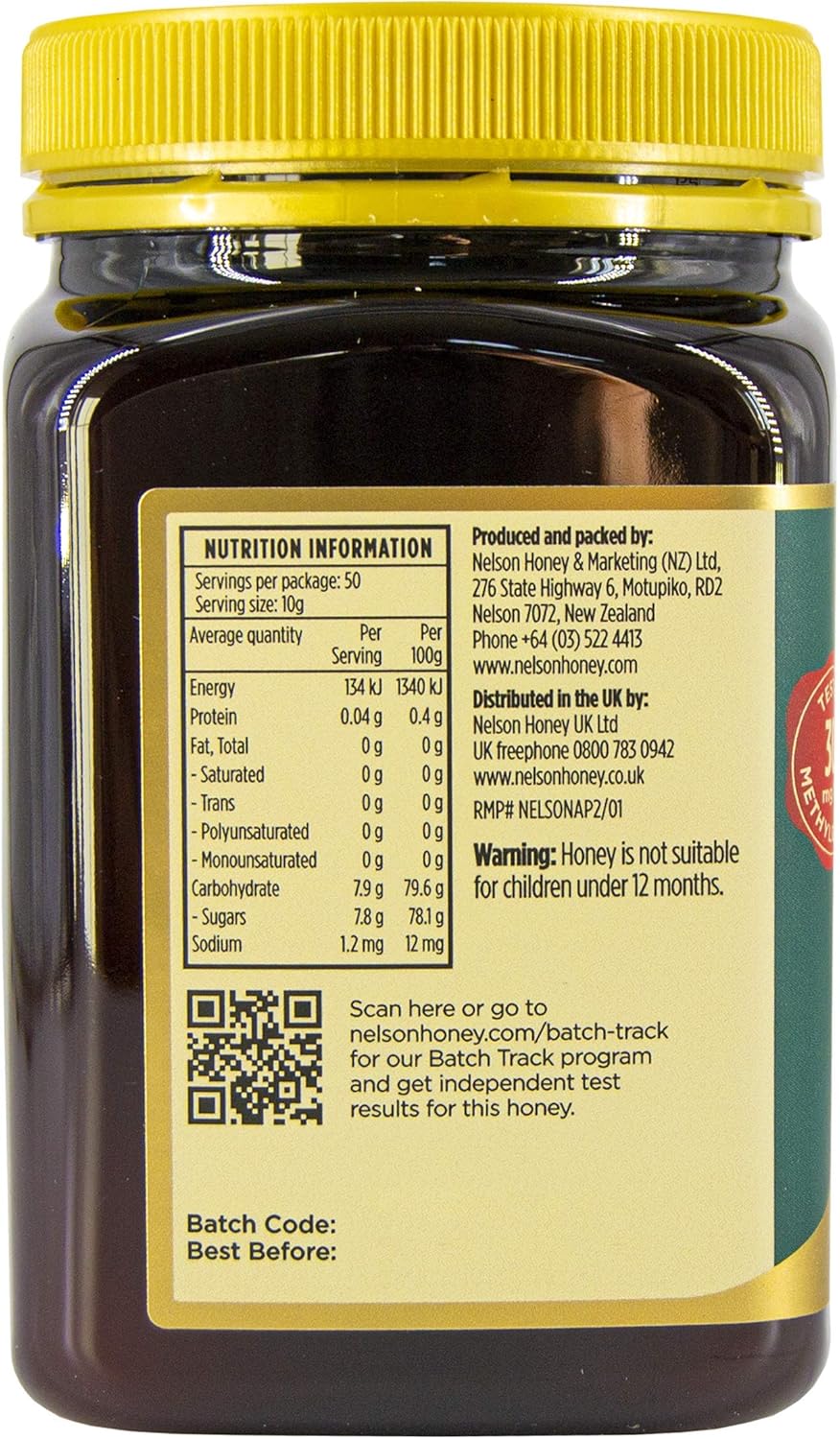Nelson Honey Classic 30+mg Methylglyoxal Manuka Honey 500g 3