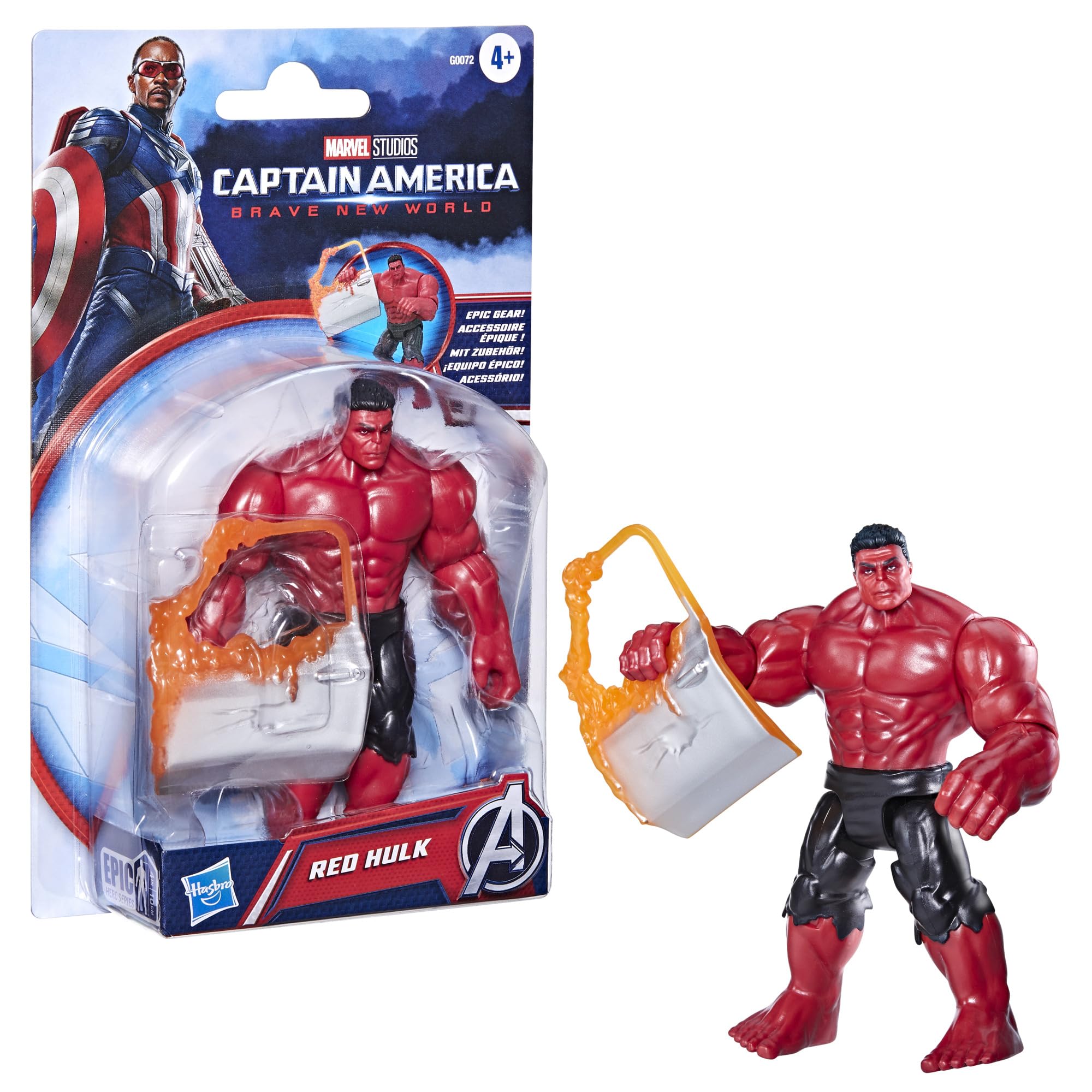 Marvel Avengers Epic Hero Series Red Hulk Action Figure - 10cm Scale, Ages 4+ 3