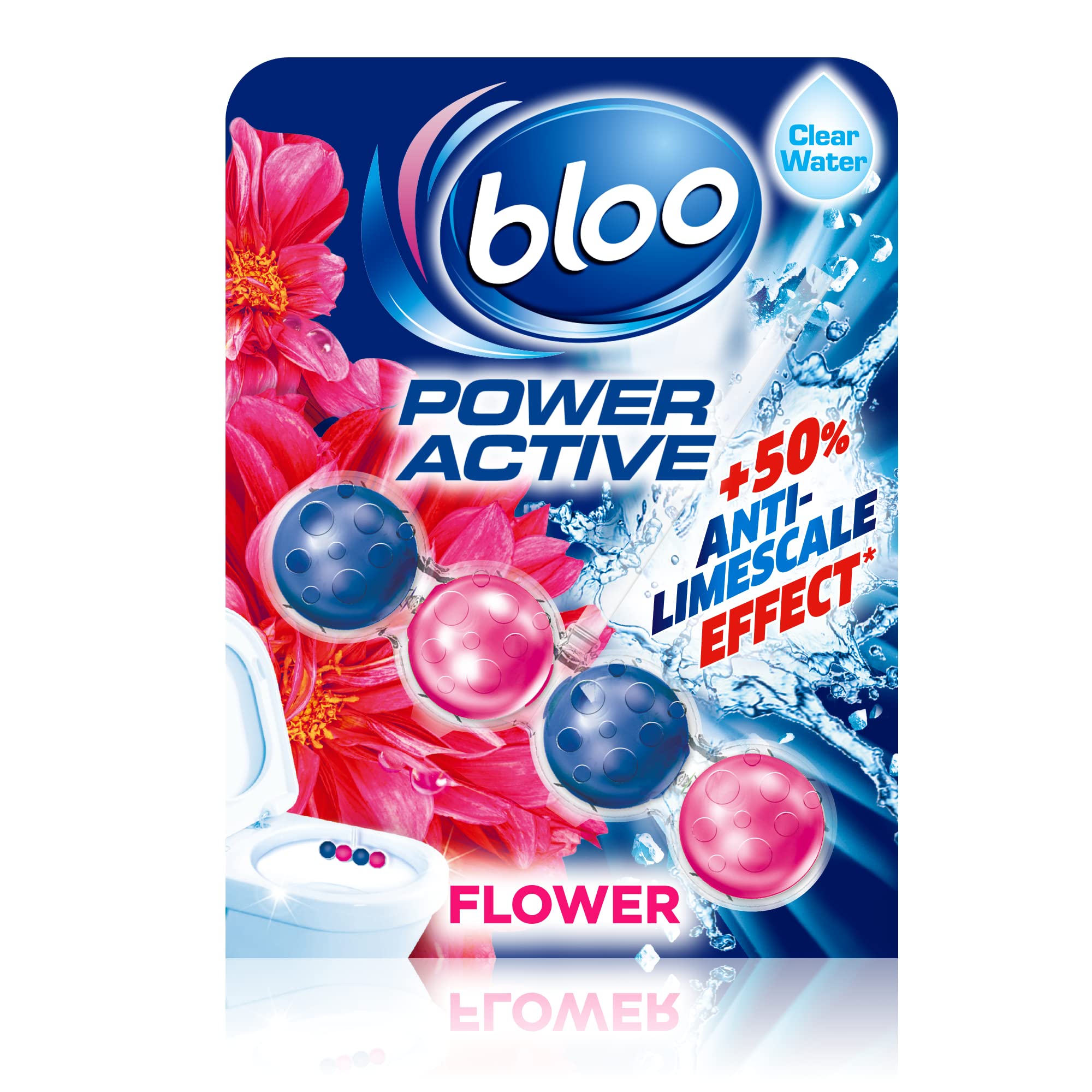 Bloo Power Active Toilet Rim Block Fresh Flowers - 50g, Pack of 1