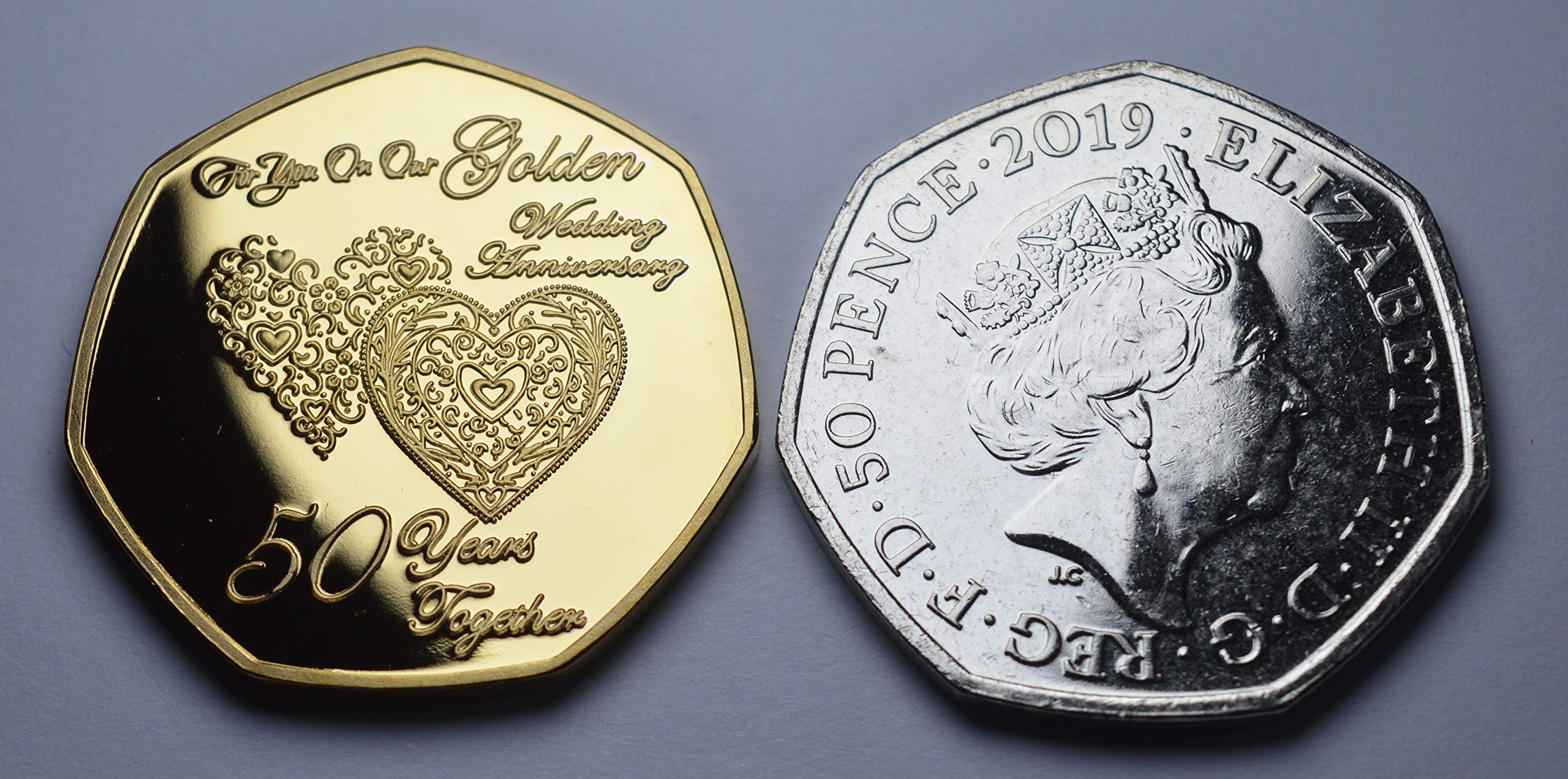 The Commemorative Coin Company 50th Wedding Anniversary Golden Commemorative Coin - 24ct Gold Proof Finish 6