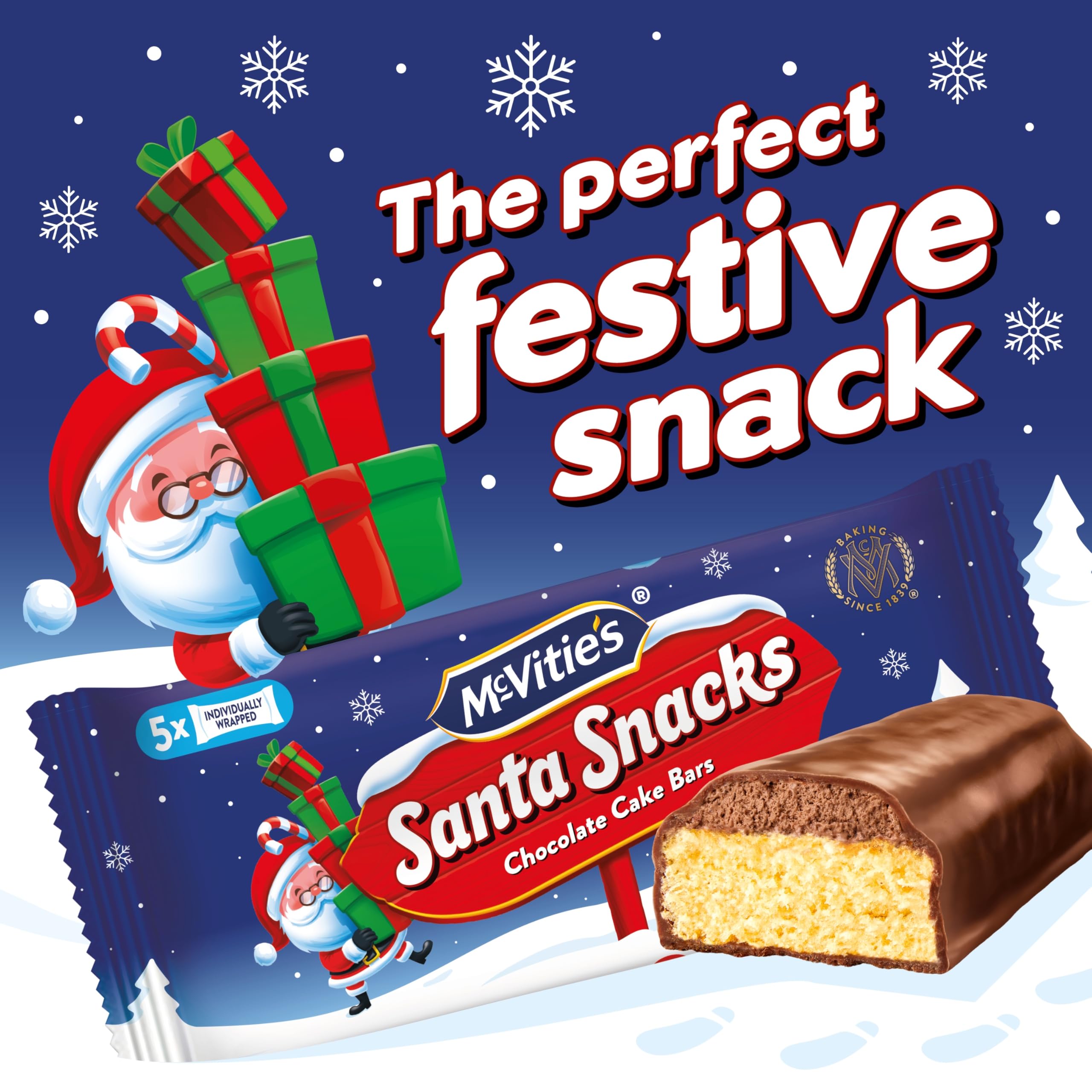 McVitie's Santa Snacks Chocolate Cake Bars, 5 Individually Wrapped Milk Chocolate Sponge Bars 3