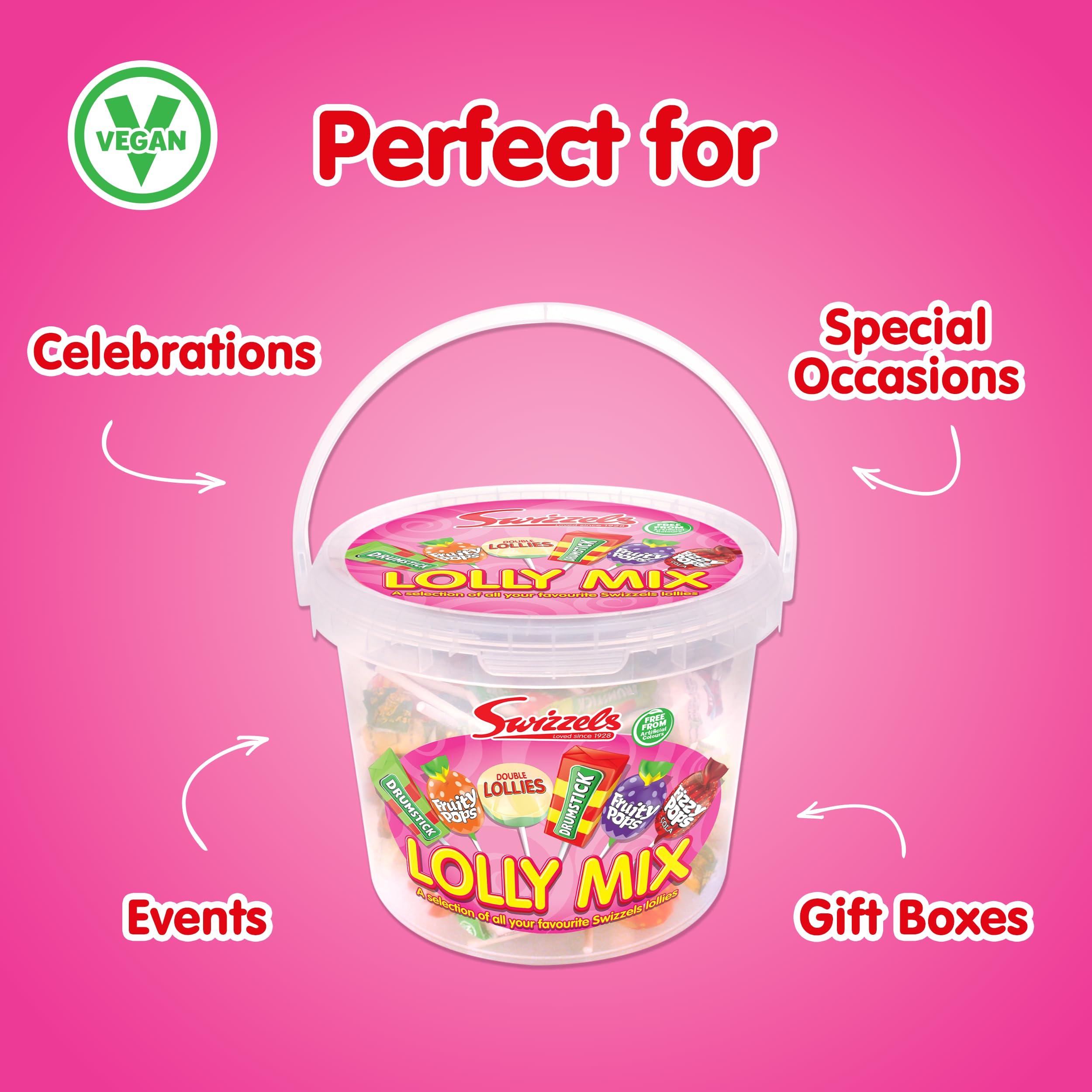 Swizzels Lolly Sweet Mix Tub - Vegan Assortment of Drumstick, Fruity Pops & Double Lollies | 1.06 kg 4