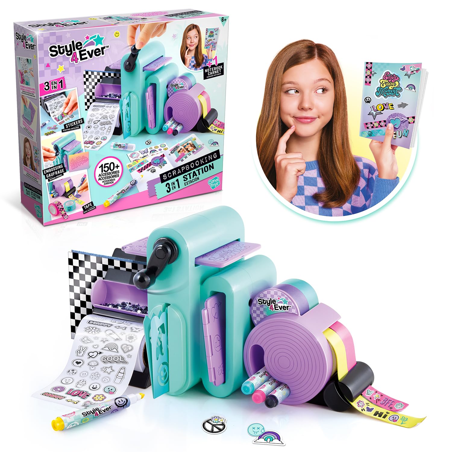Style 4 Ever 3 in 1 Scrapbooking Station - Customize Notebooks, Stickers & Tape
