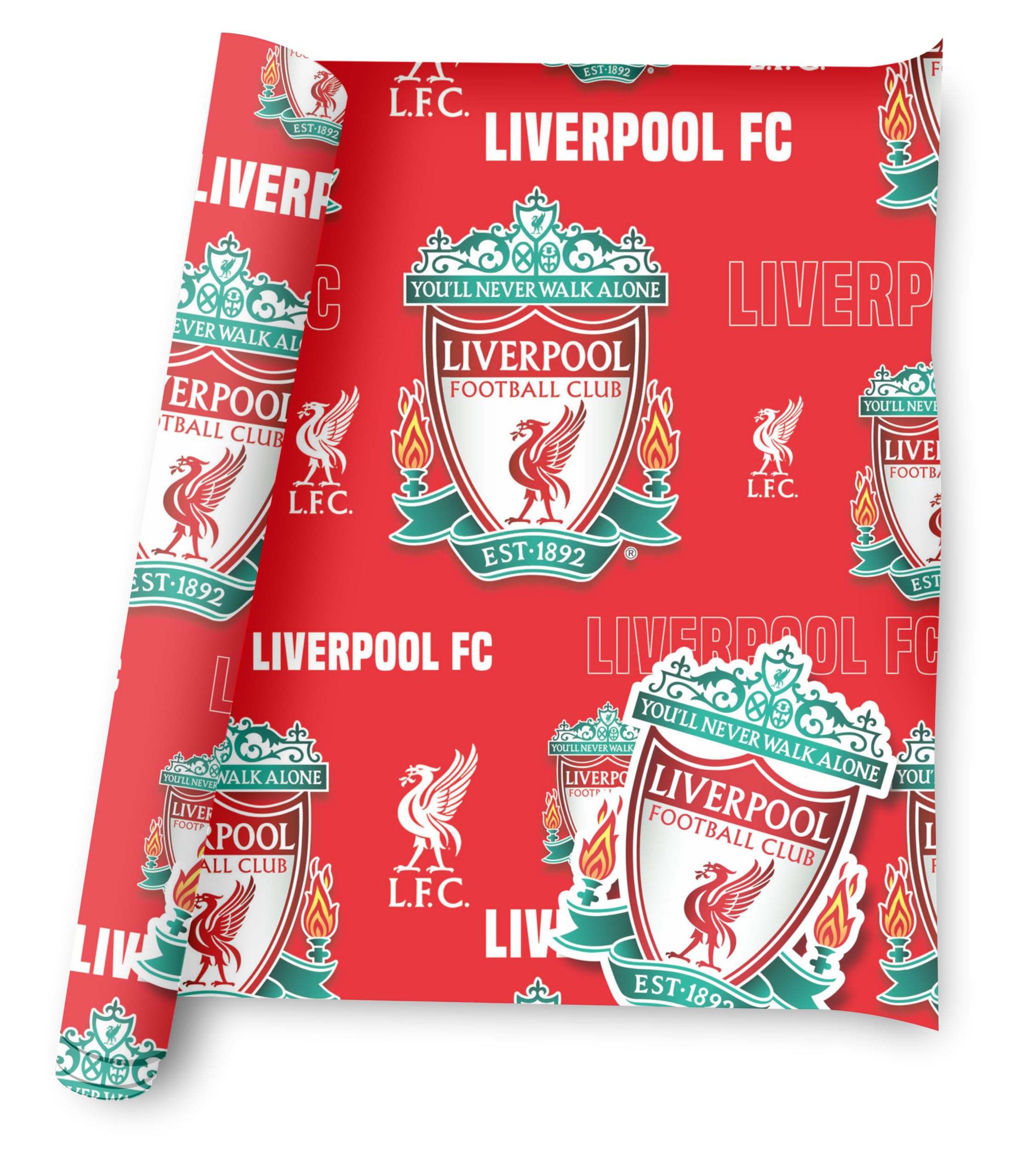 Danilo Promotions LTD Liverpool FC Wrapping Paper - 2 Sheets & 2 Tags | Red/Yellow 5