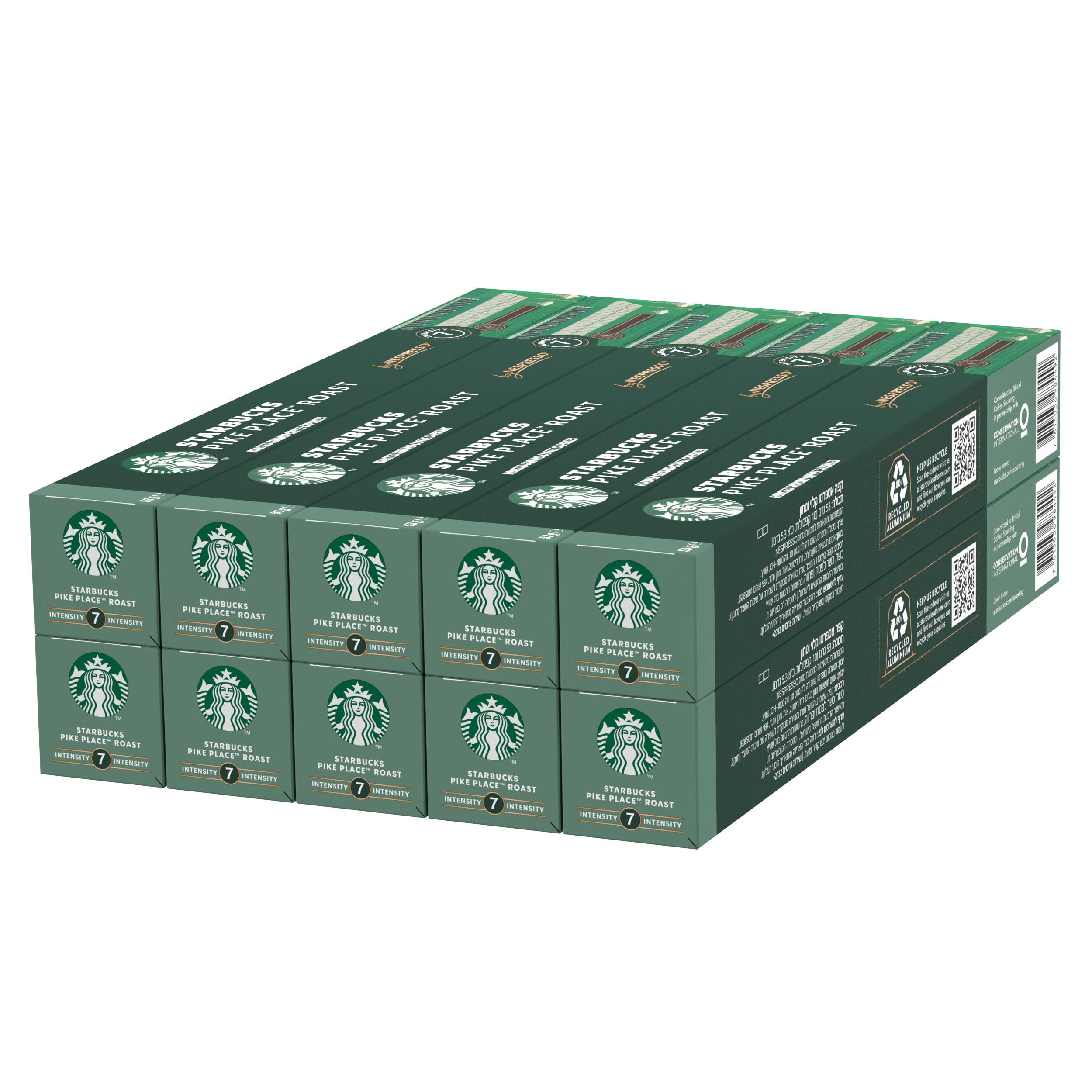STARBUCKS - Pike Place Roast Medium Roast Coffee Capsules for Nespresso, 10 x