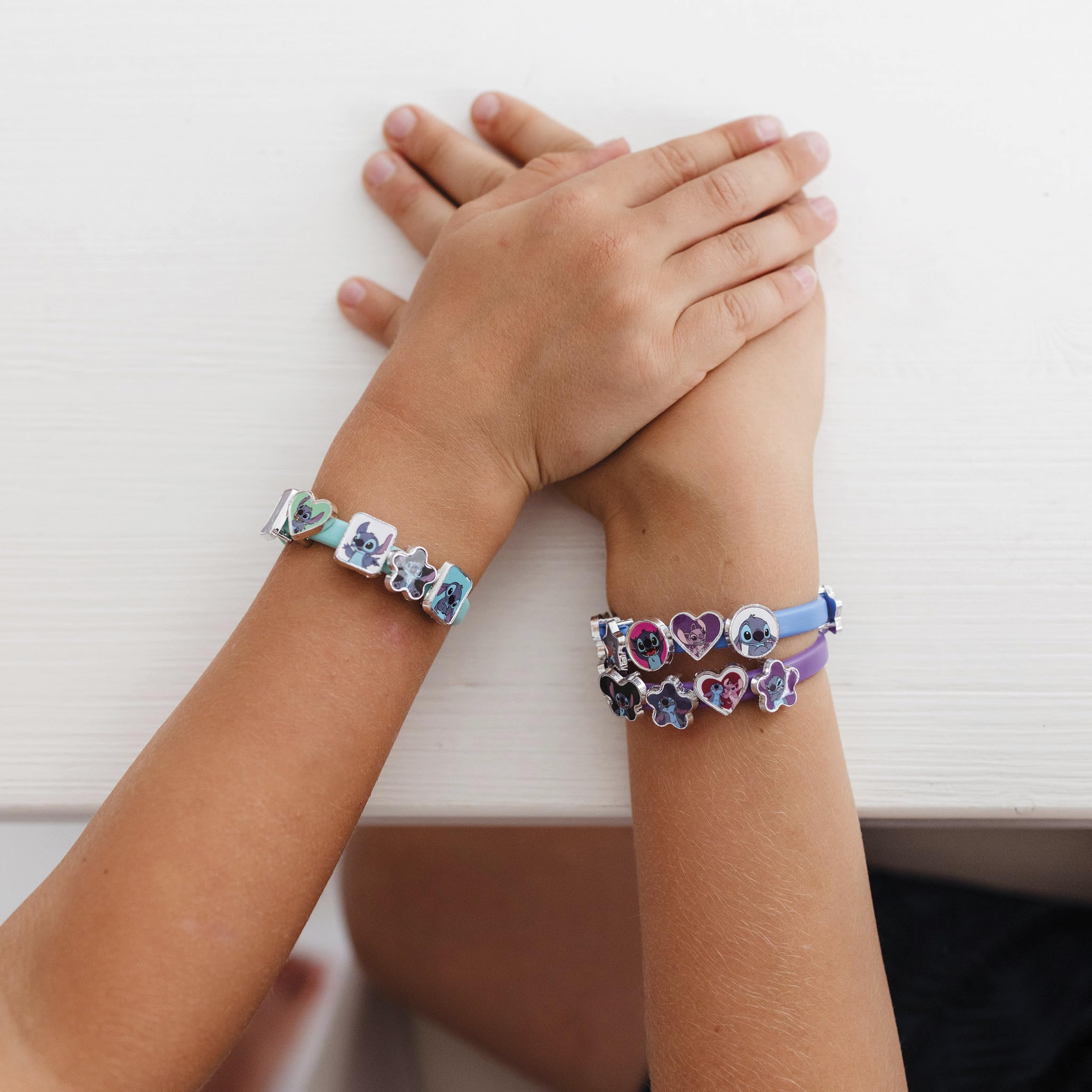 TM ESSENTIALS Stitch Bracelet Set - 18 Charms for Kids, DIY Charm Bracelets in Yellow, Blue & Red 5