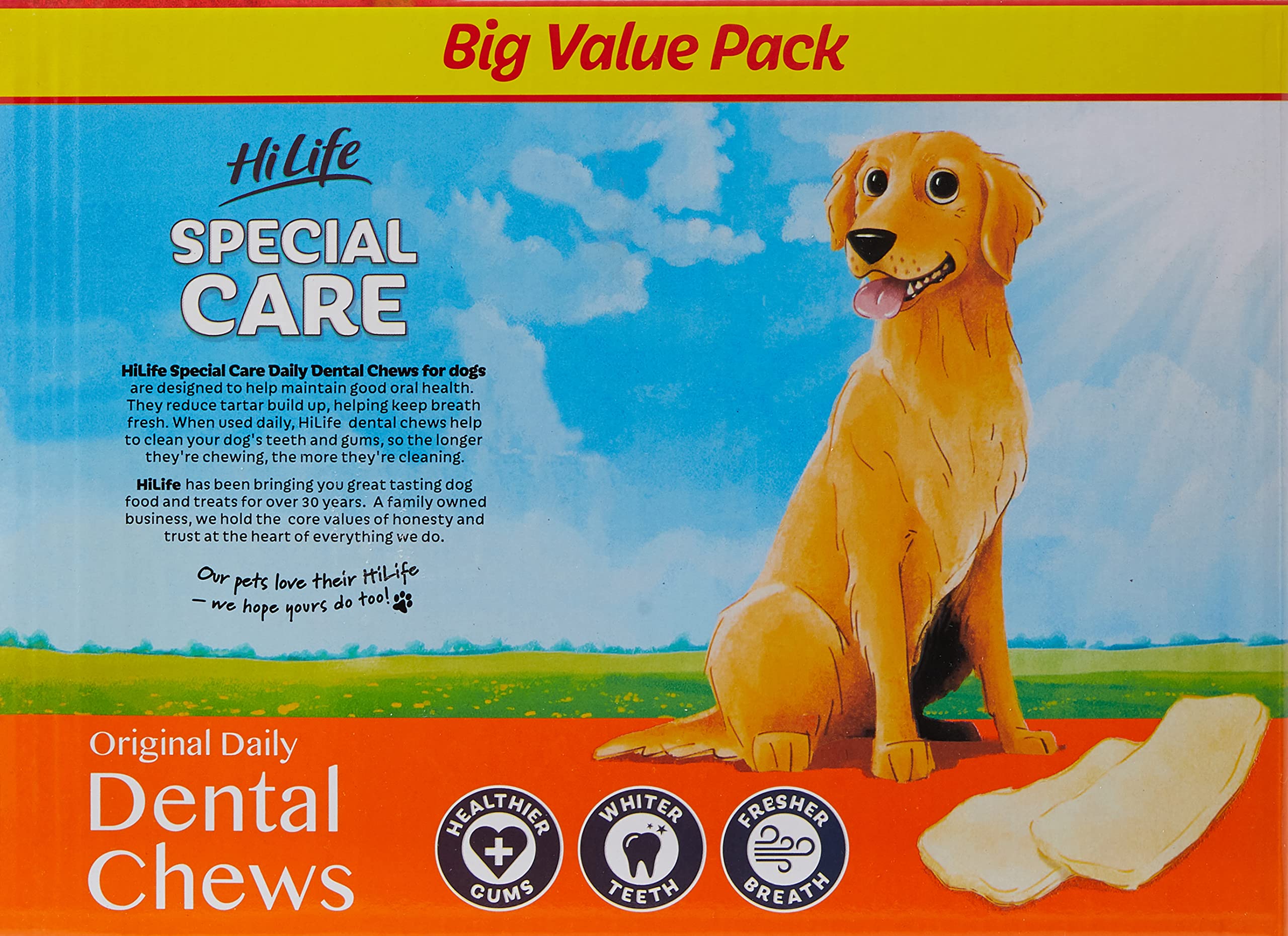 HILIFE Special Care Original Daily Dental Chews for Dogs | 1 kg Rawhide | Freshens Breath