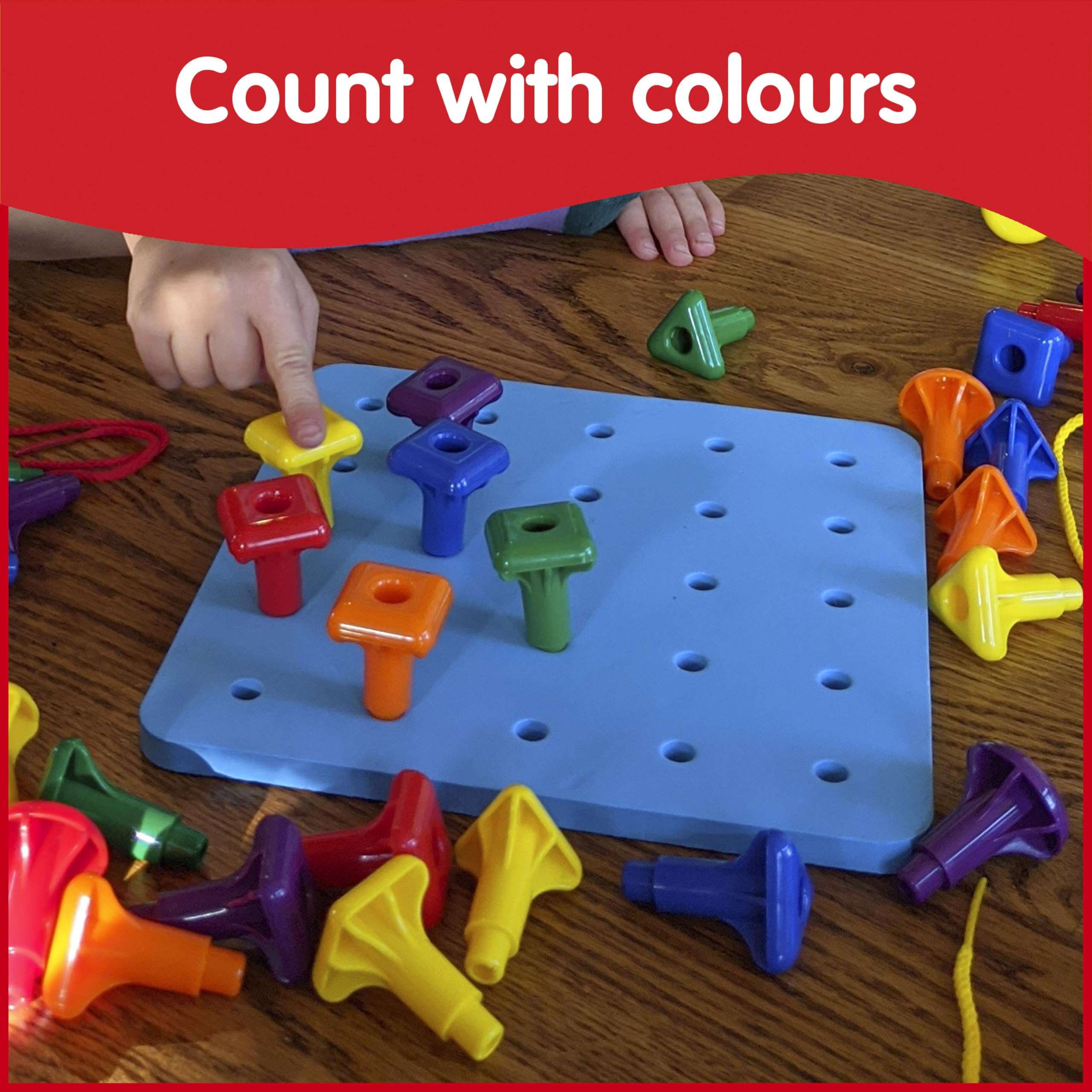 EDX Education Giant Geo Pegs and Board Set - Educational Sorting & Stacking Toy for Toddlers 7