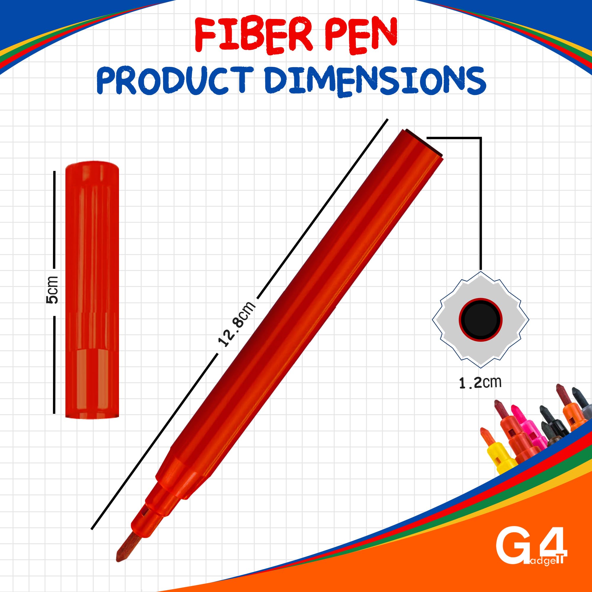 G4GADGET 48 Fine Tip Fiber Coloring Pens - Vibrant Water-Based Art Markers for Kids and Adults 11