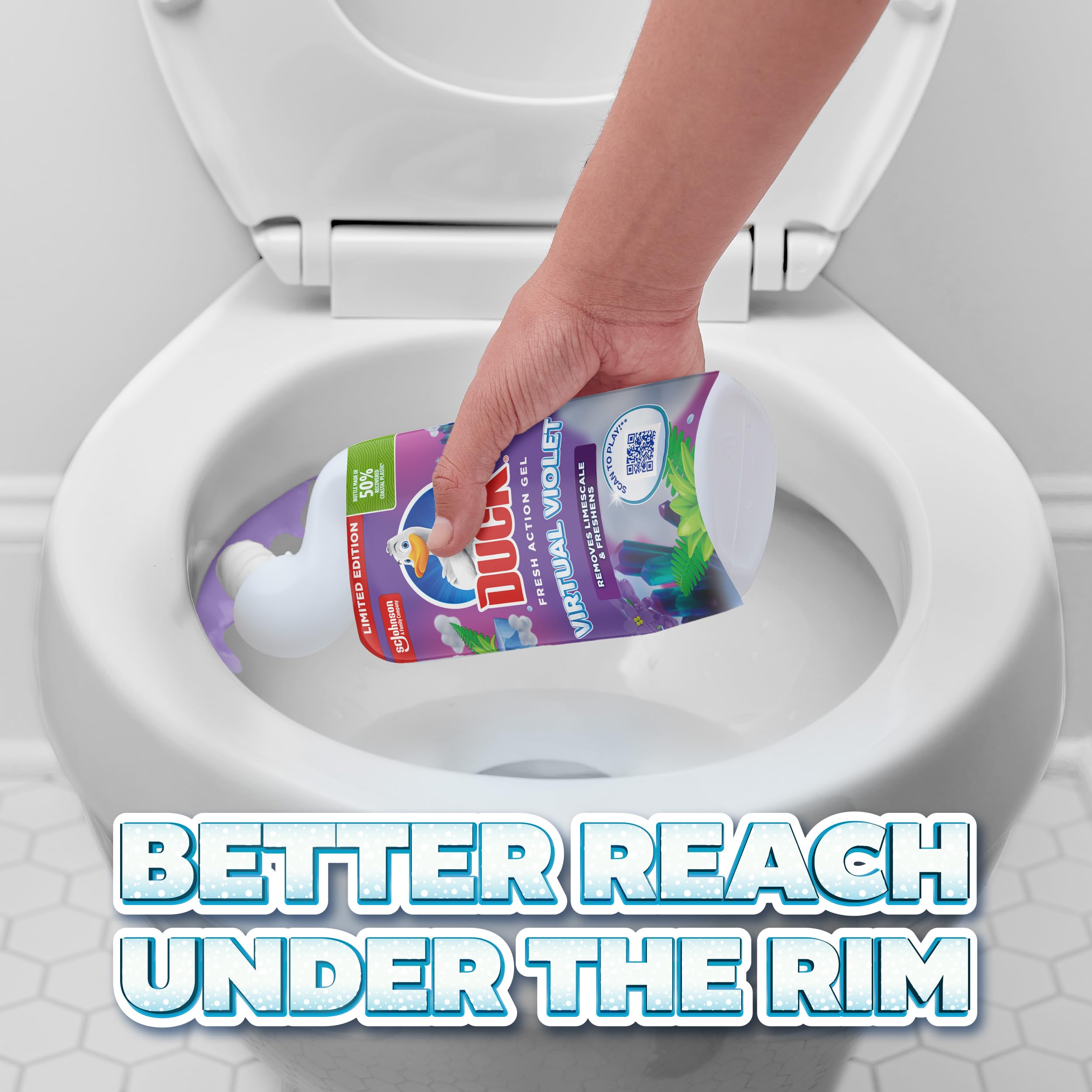 Duck – Tiefenwirksamer Gel-Toilettenreiniger, entfernt Kalk, Design mit langem Griff 4