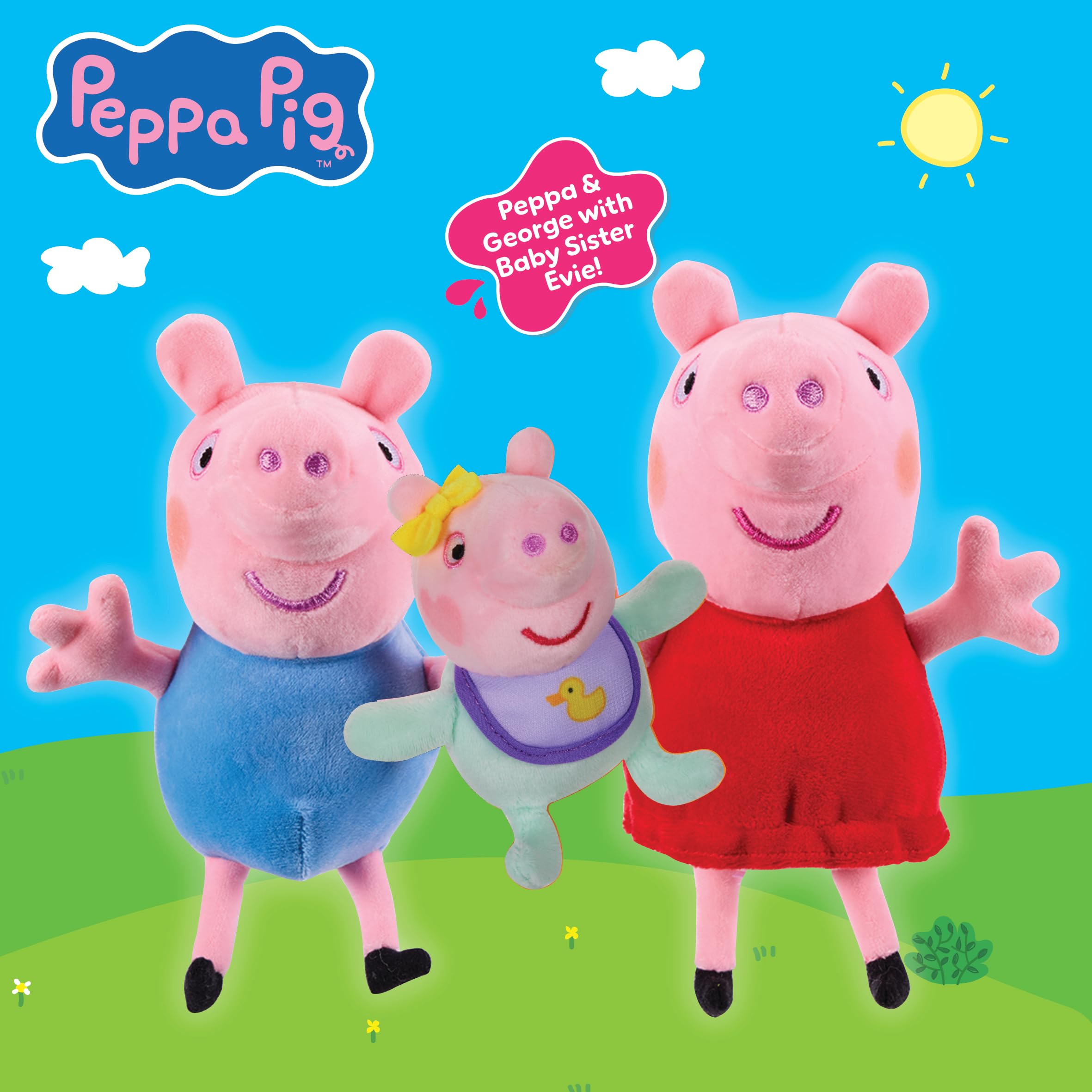 Peppa Pig Peppa, George and Evie 3-Pack Plush Soft Toys - Super-Soft Stuffed Animals for Toddlers 18 Months & Up 5