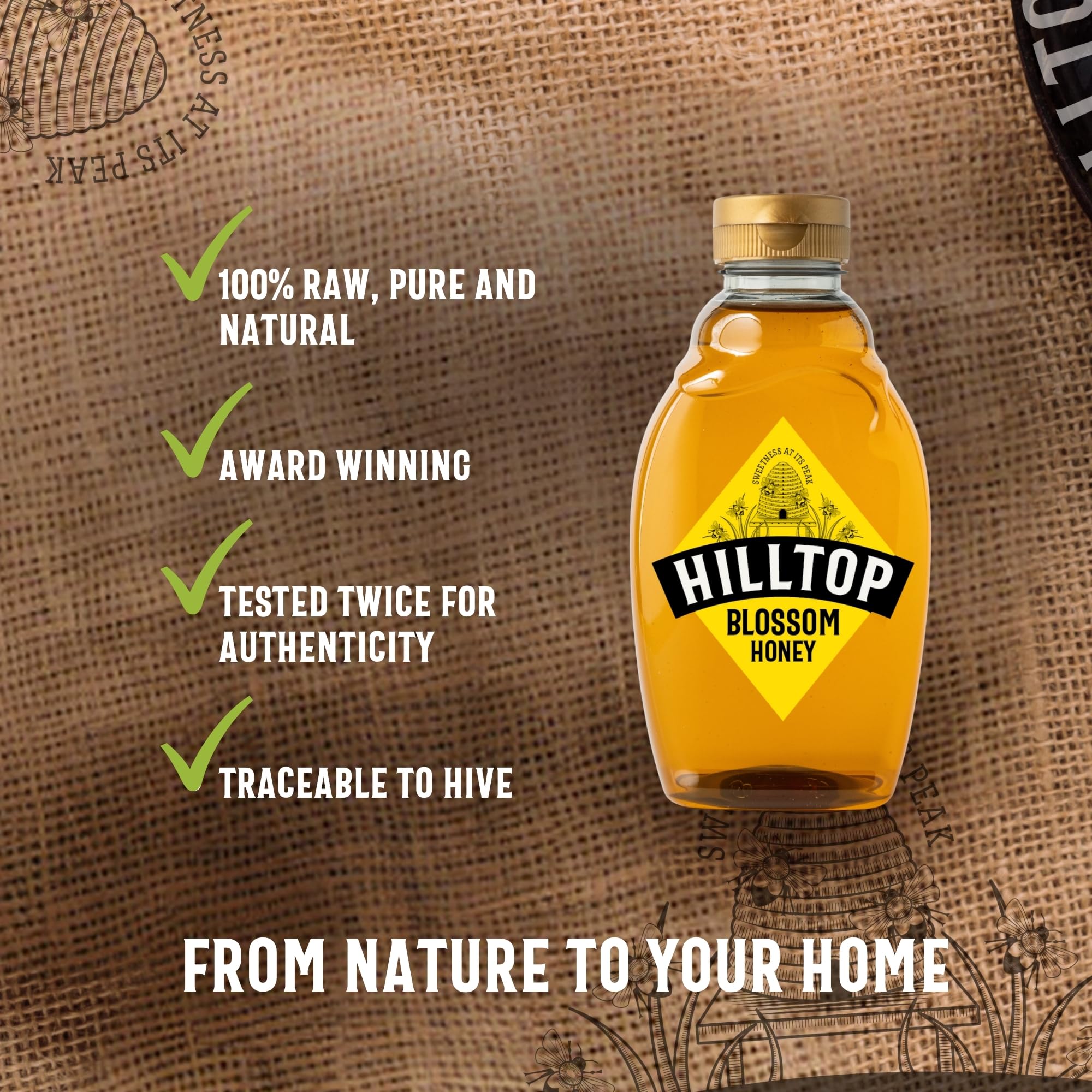 Hilltop Honey Blossom Honey 720g Squeezy Bottle - Pure Natural Honey 6