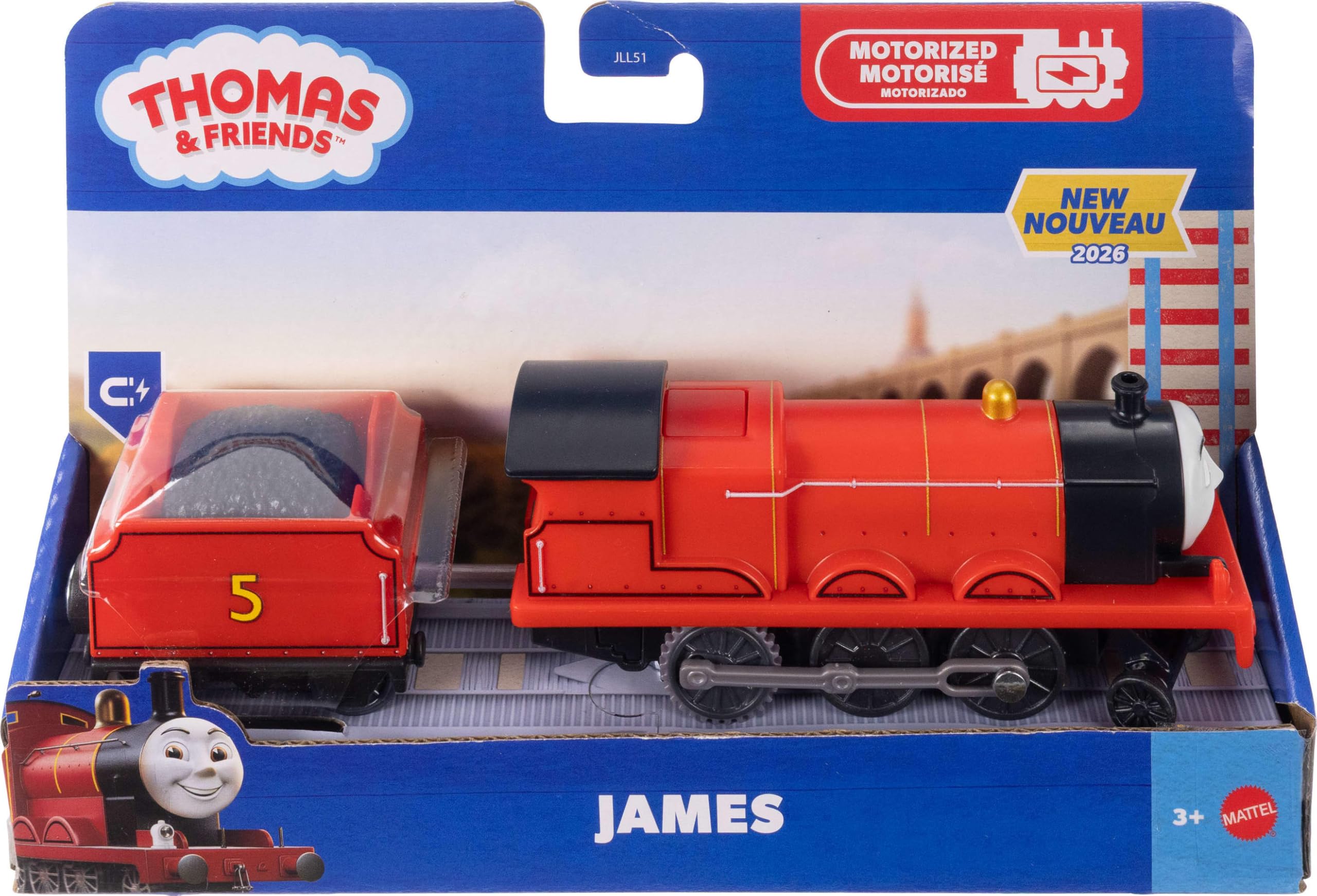 THOMAS & FRIENDS Motorized Toy Train - James Engine with Cargo Car | Battery-Powered | Ages 3+ 6