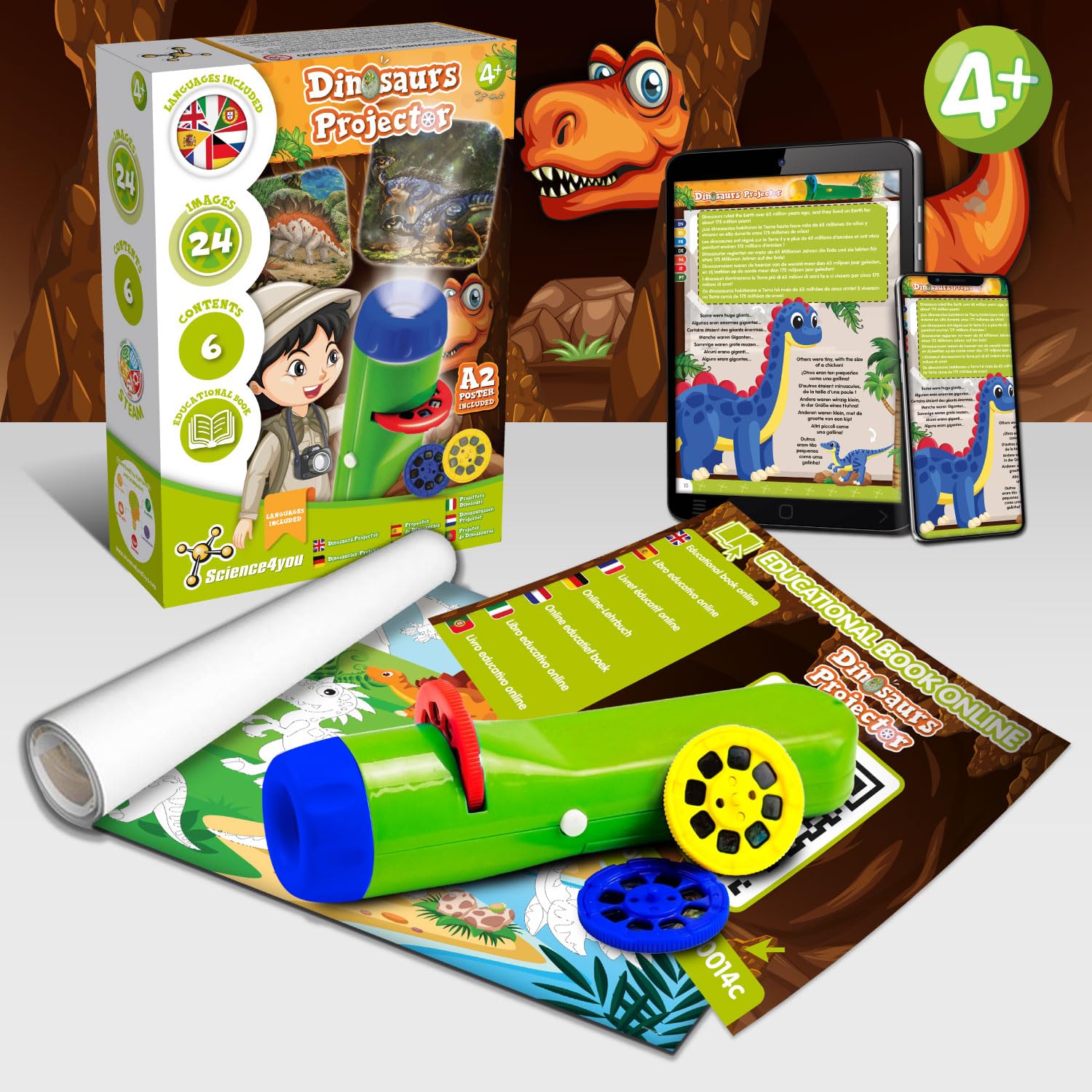 Science4you Dinosaur Torch Projector - Educational Dinosaur Toys for Kids 4+ Years 5