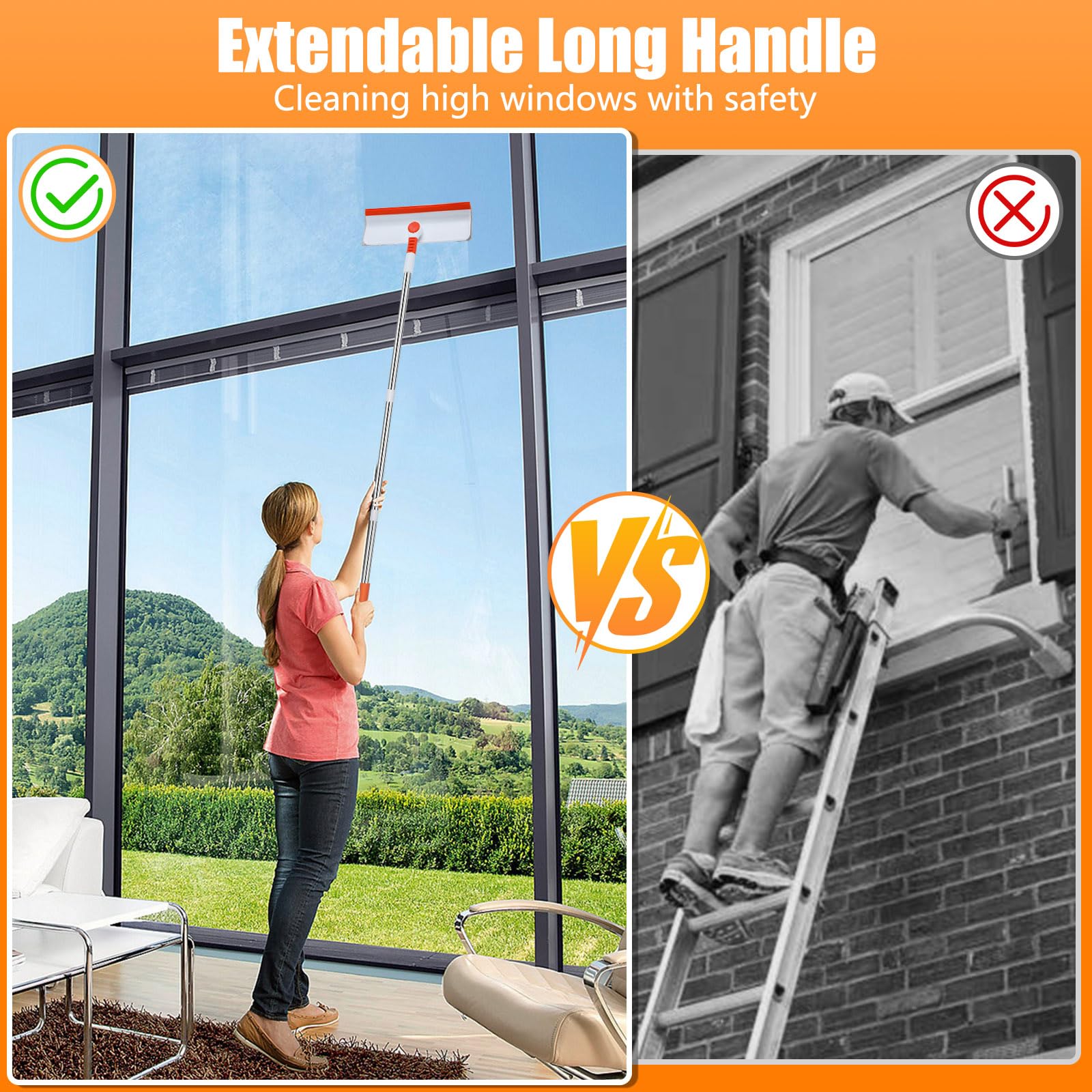 Alyvisun Professional Window Cleaning Equipment with 132cm Extendable Pole 5