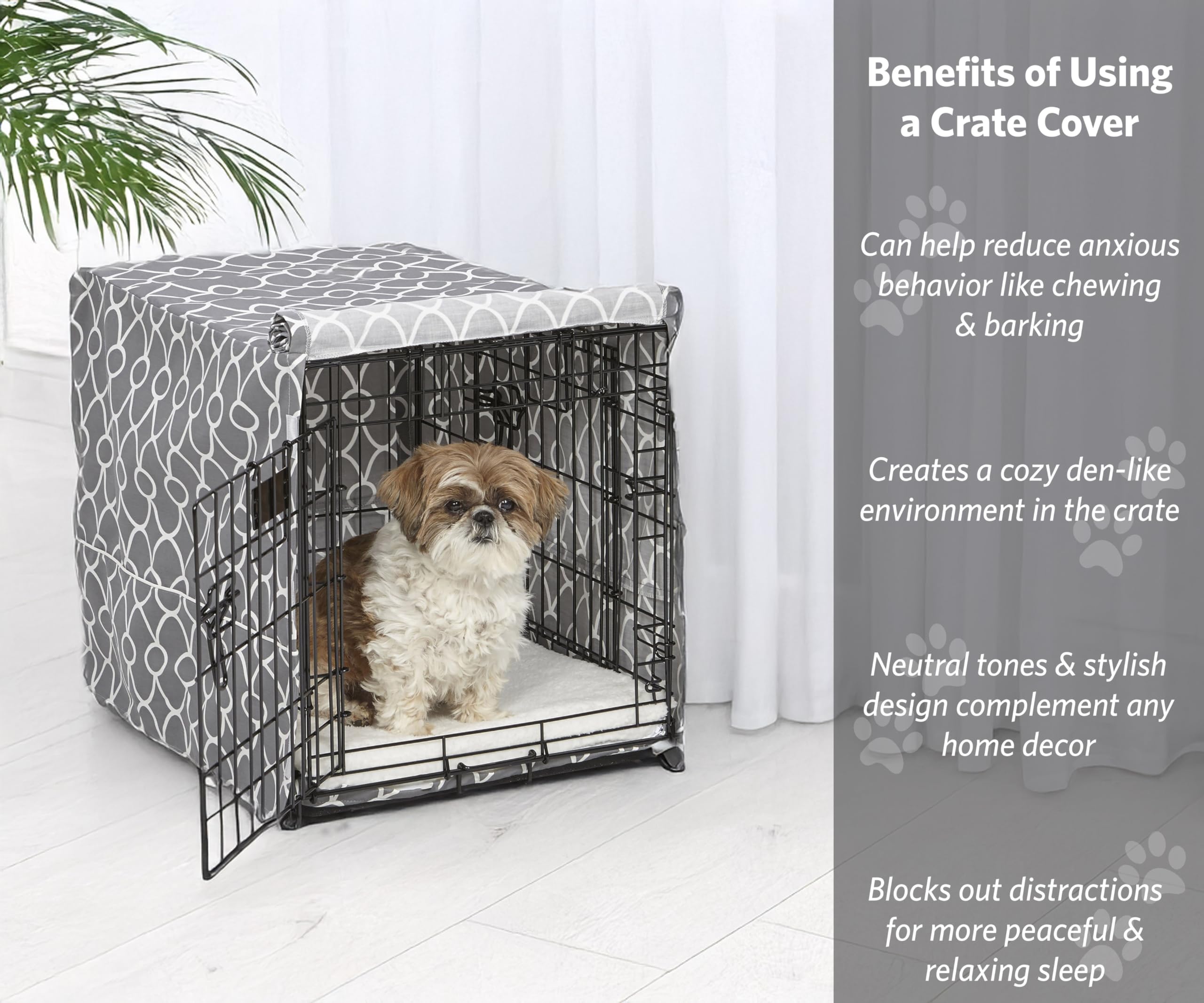 MidWest Homes for Pets Quiet Time Crate Cover - Teflon Protection | Fits 61cm Crates | Gray