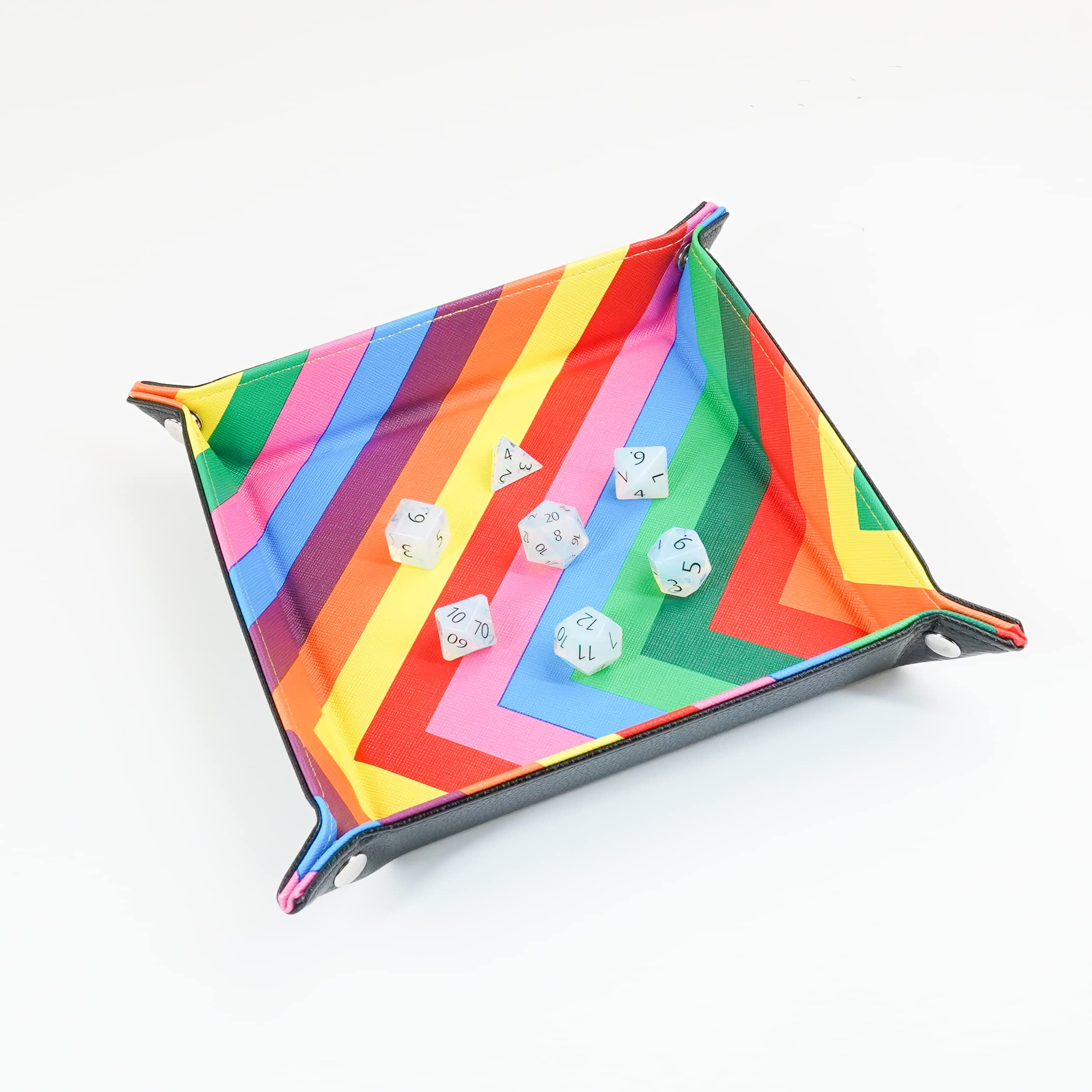 Metallic Dice Games FanRoll Faltbares Würfeltablett mit PU-Lederrückseite – Metallic 7