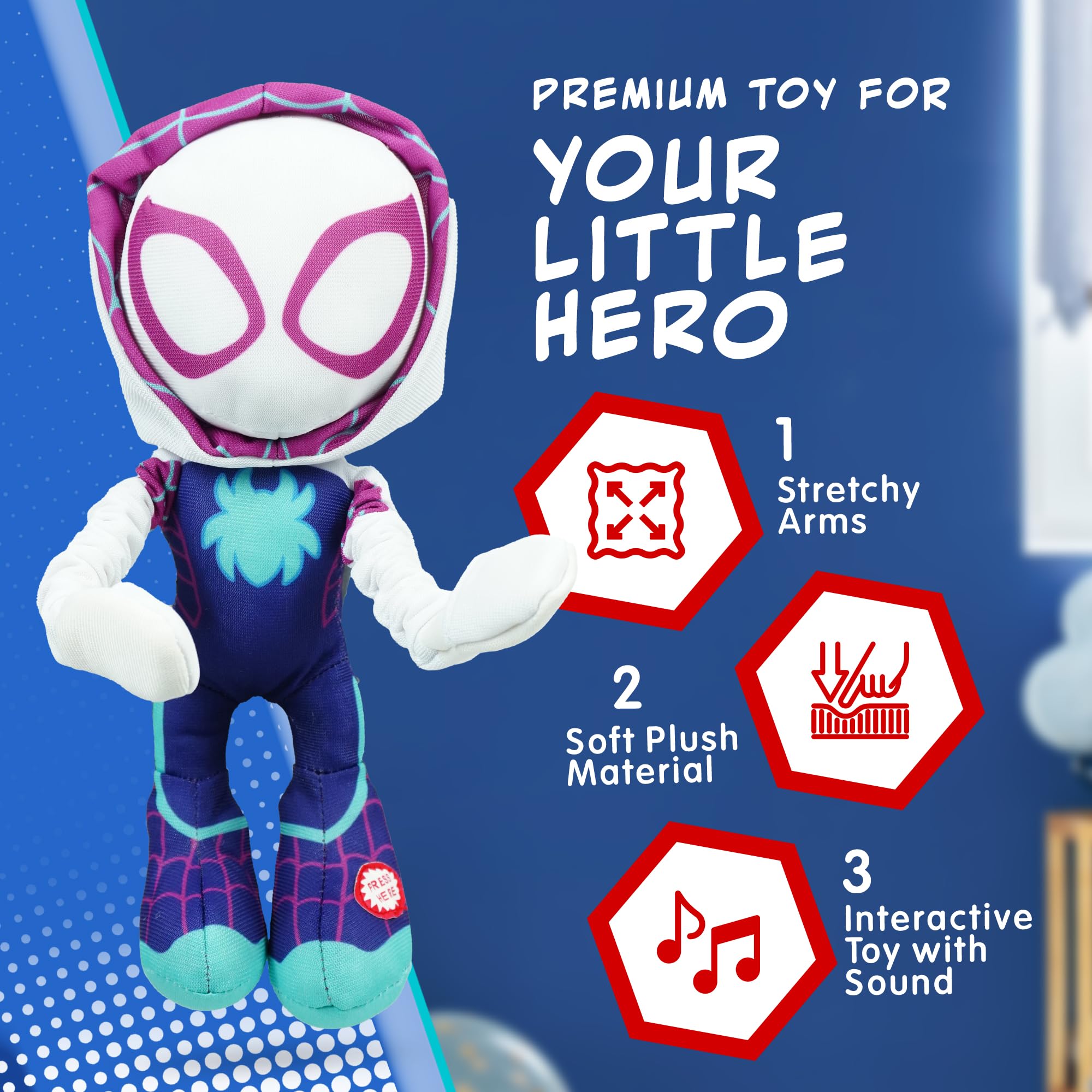 Marvel Spidey and His Amazing Friends Slingshot Ghost-Spider Plush Toy - Stretchable Arms for Action Play 5
