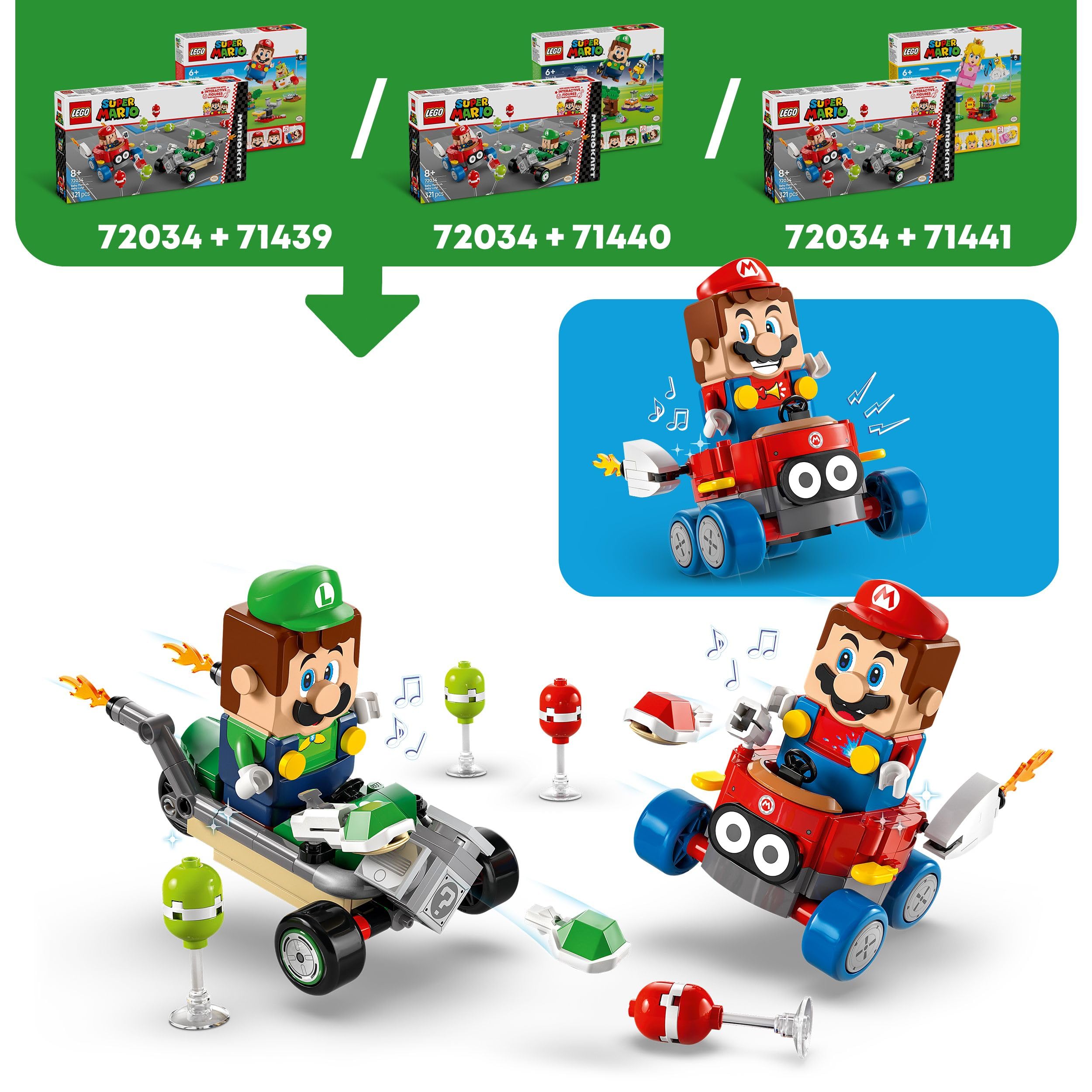 LEGO Super Mario: Mario Kart – Baby Mario vs. Baby Luigi Playset - 321-Piece Building Set for Kids 8+