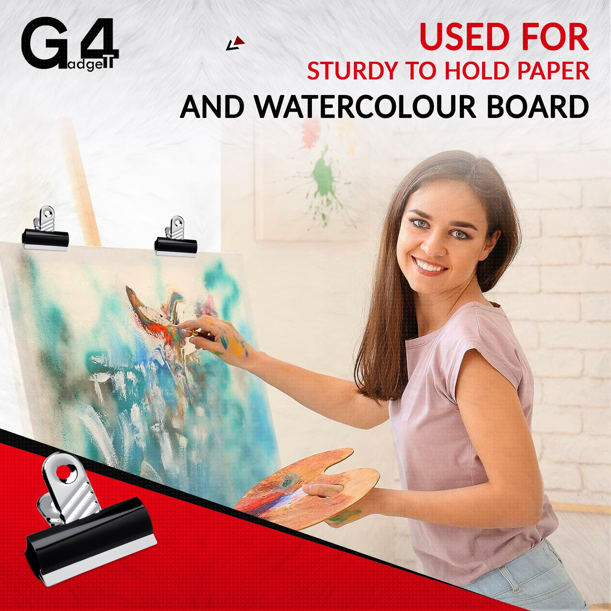 G4GADGET Jumbo Black Bulldog Clips - 70mm Heavy-Duty Metal Binder Clips | Pack of 5 | Rust-Resistant 5