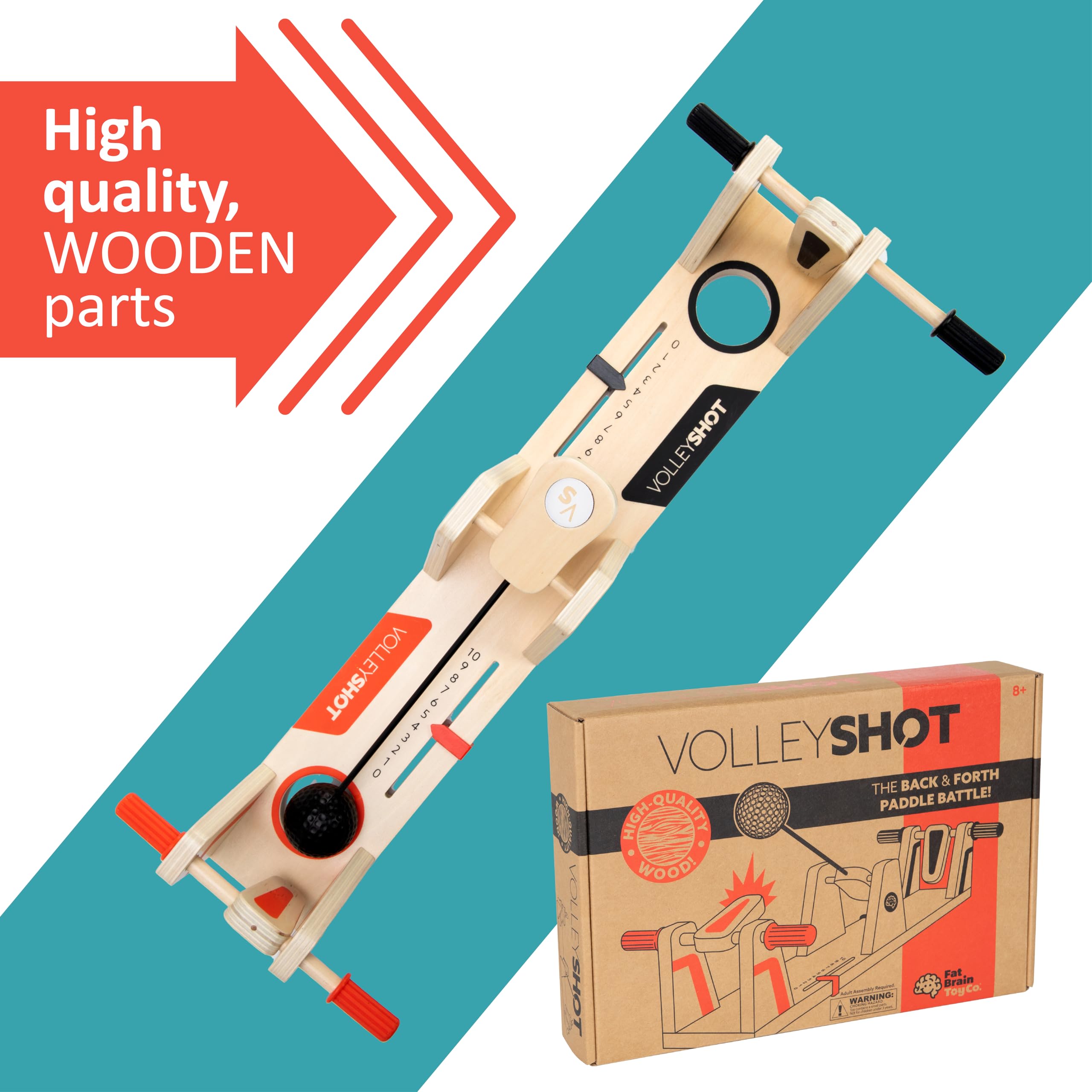 Fat Brain Toys VolleyShot Back and Forth Paddle Ball Table Top Game 7