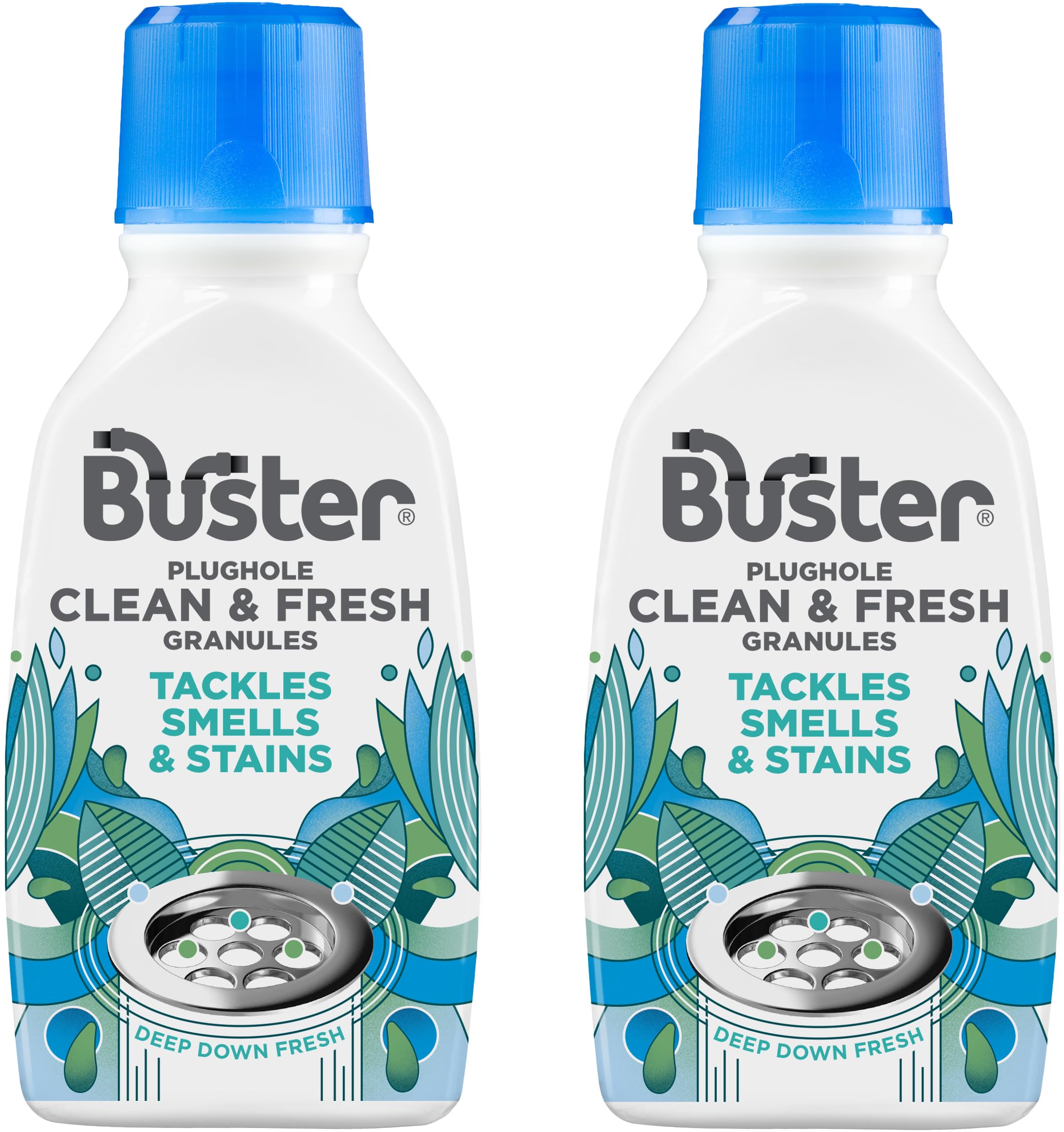 Buster Clean & Fresh Granules, 2 Pack - Deep Clean Drain, Sink, Dishwasher & Washing Machine Cleaner with Eucalyptus Freshness