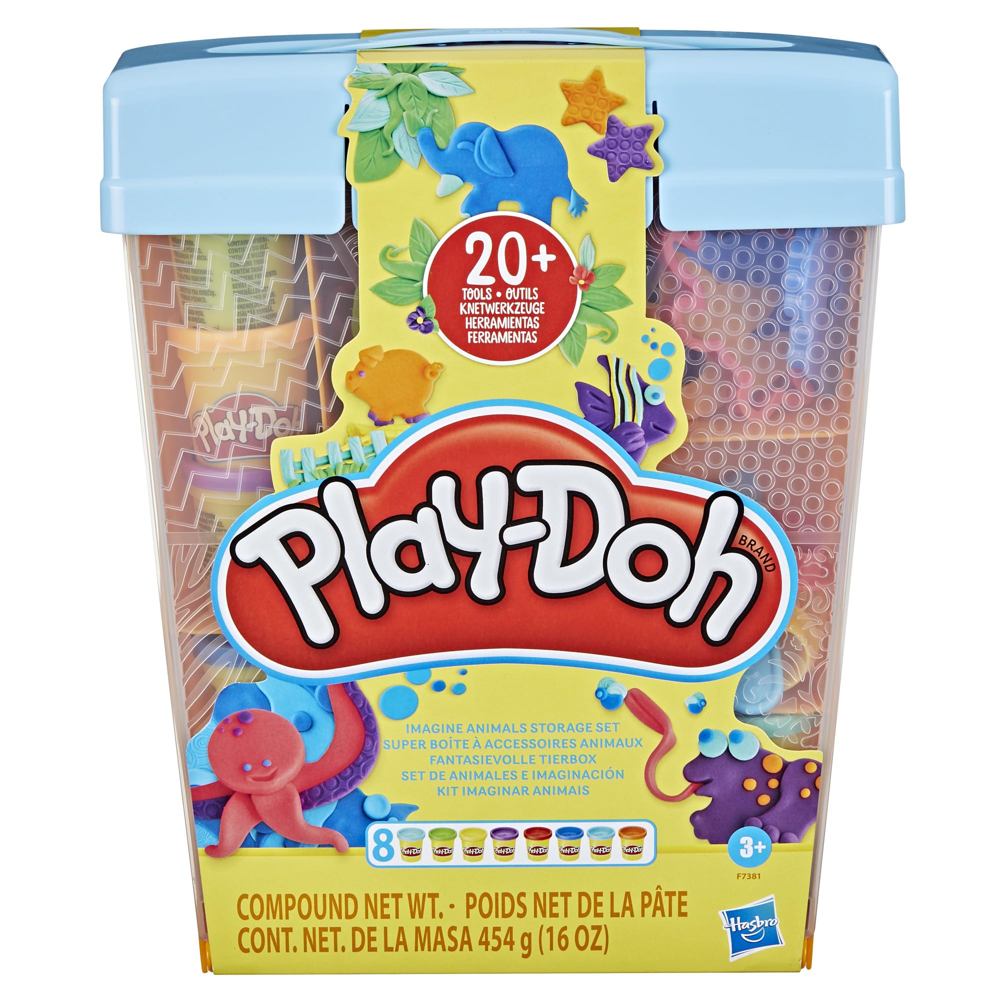 Play-Doh Imagine Animals Aufbewahrungsset – 8 Dosen &amp; 22 Zubehörteile für kreatives Spielen 7