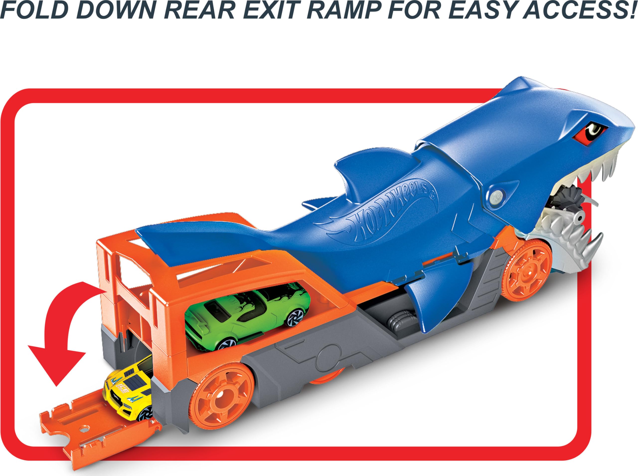 Hot Wheels Shark Chomp Transporter Playset & Diecast Car - Vehicle Toy for Kids 4+ 5