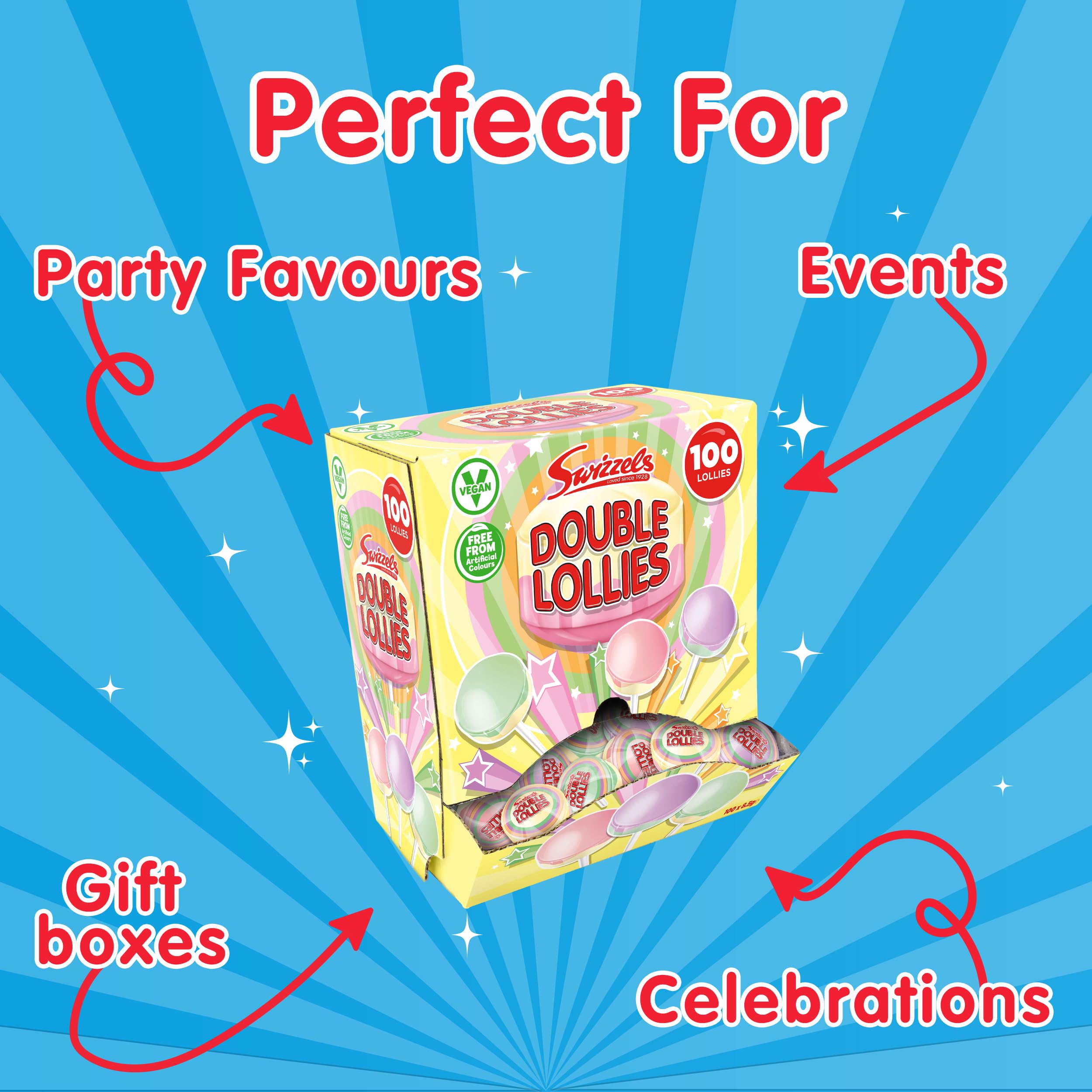 Swizzels - Double Lollies Sweets Dispenser Box (100 Lollipops, Vegan Friendly) 3