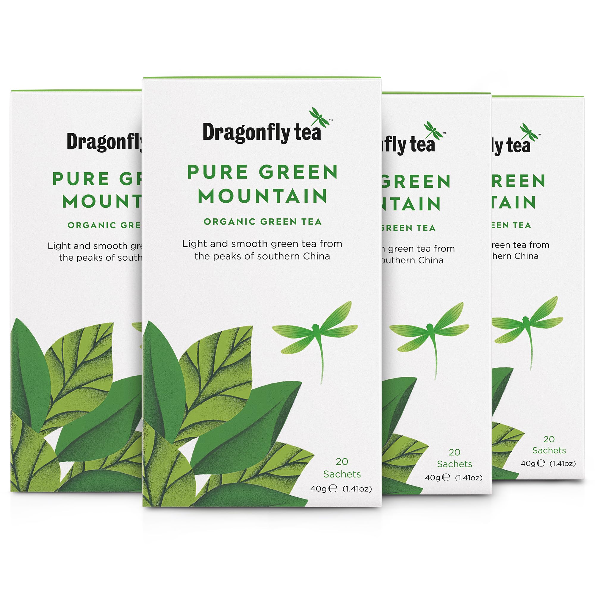 Dragonfly - Pure Green Mountain Organic Green Tea Bags, 80 Count (4 x 20)