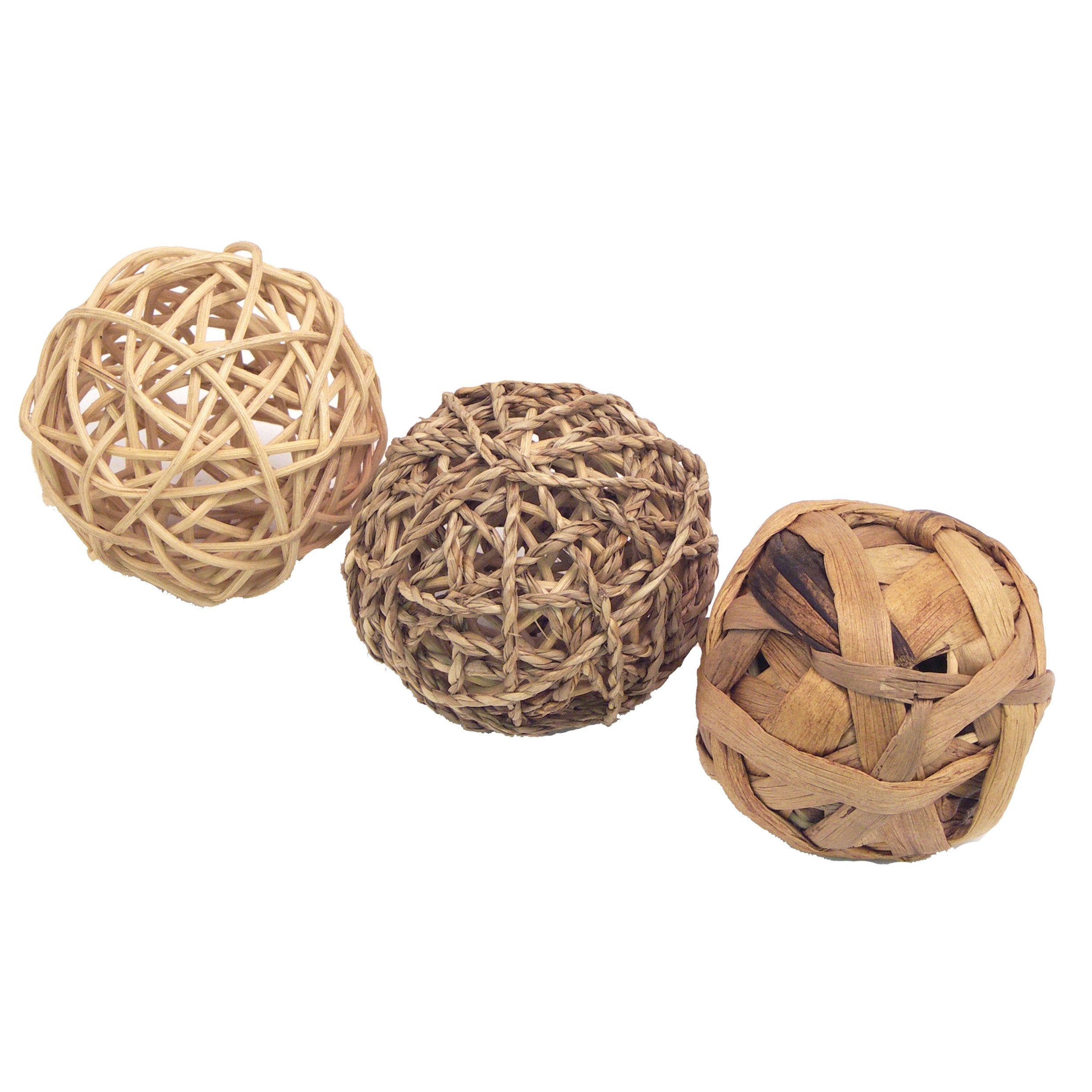 Rosewood Boredom Breaker Small Animal Activity Toy Trio of Fun Balls | Natural Materials | 8cm Diameter