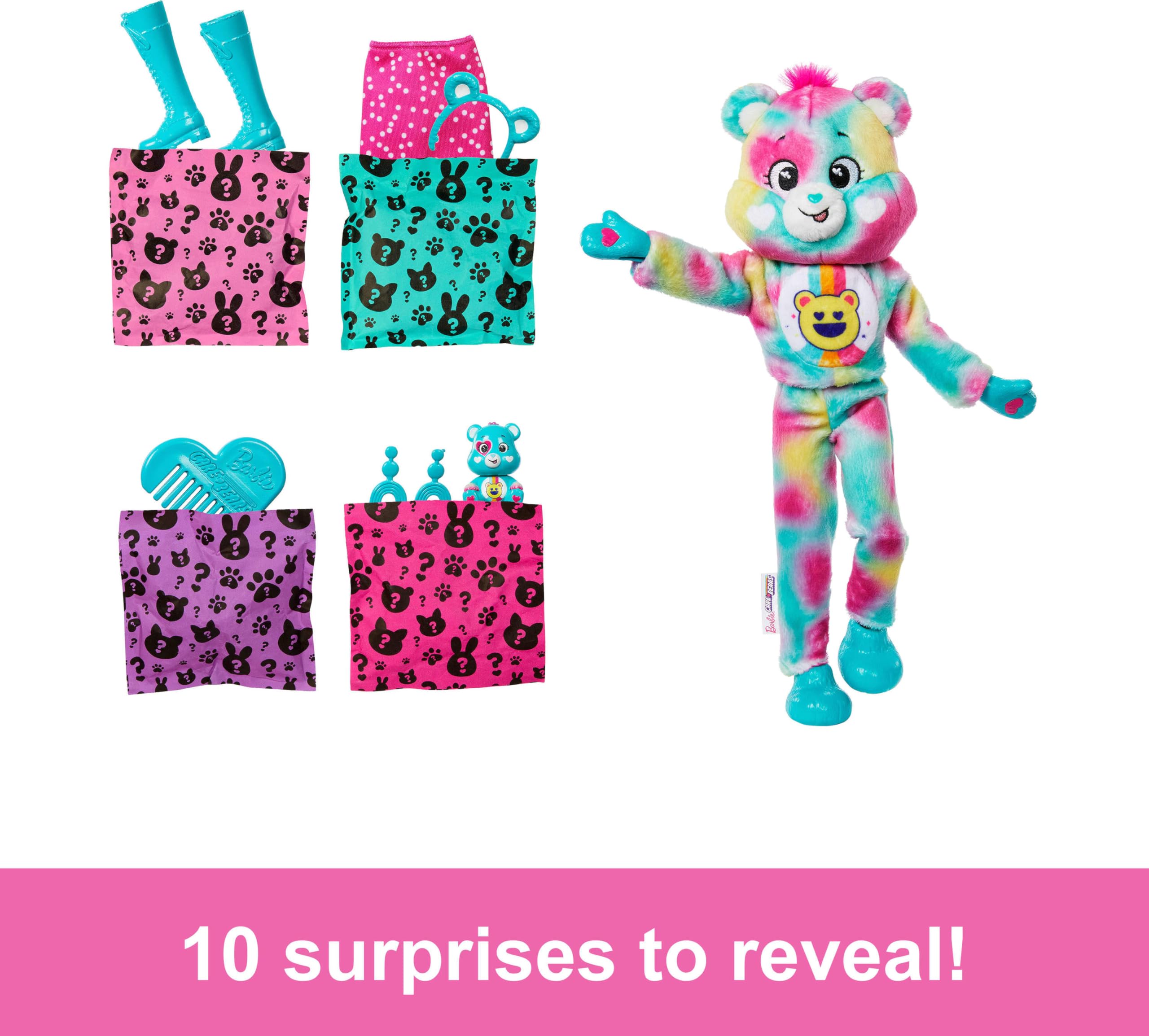 Barbie Cutie Reveal Care Bears Doll - Good Vibes Bear with Transforming Fashion Doll & 10 Surprises 4