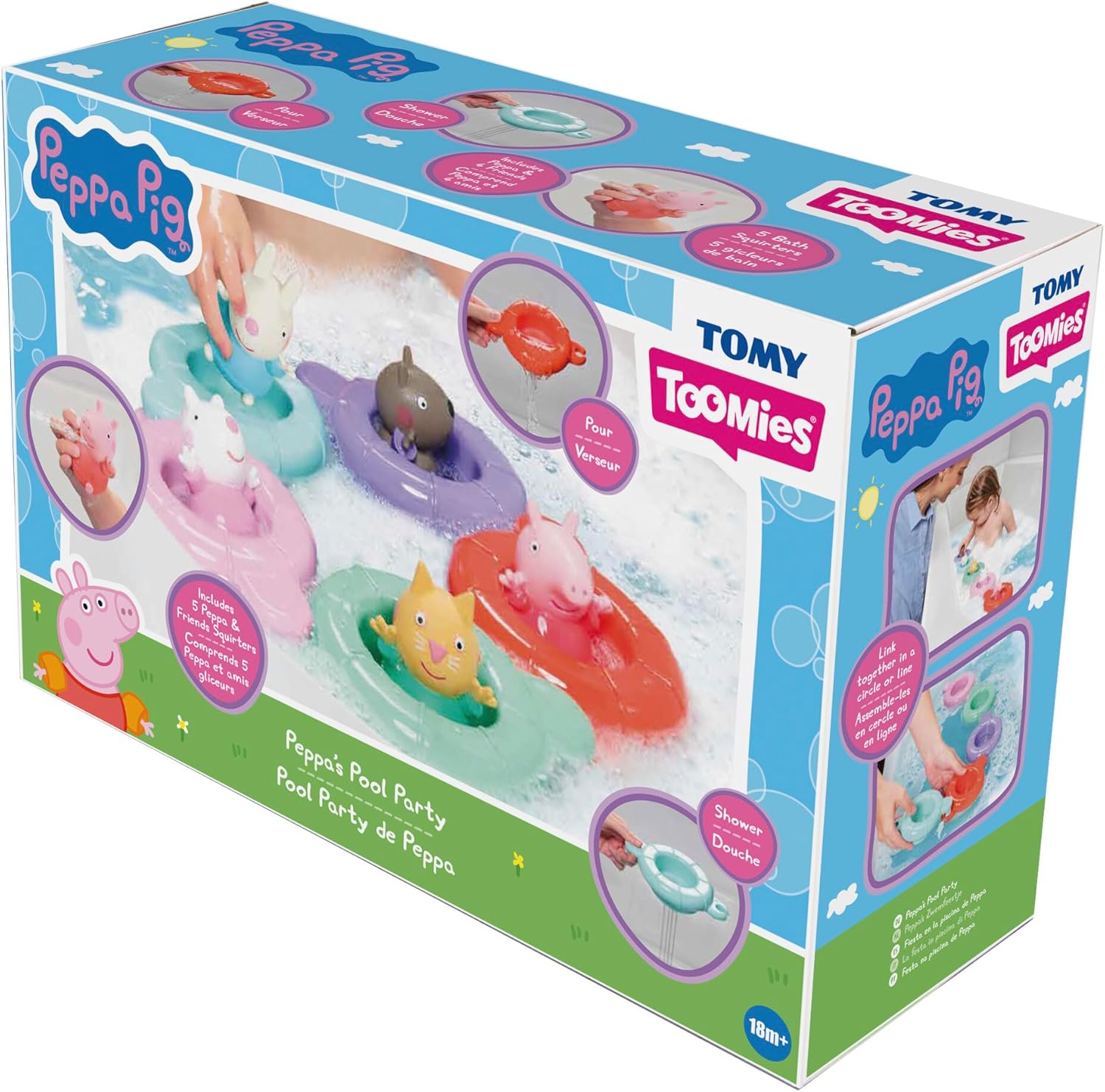 TOMY Toomies Peppa’s Pool Party - 5 Floating Ring Cups with Squirting Characters 3