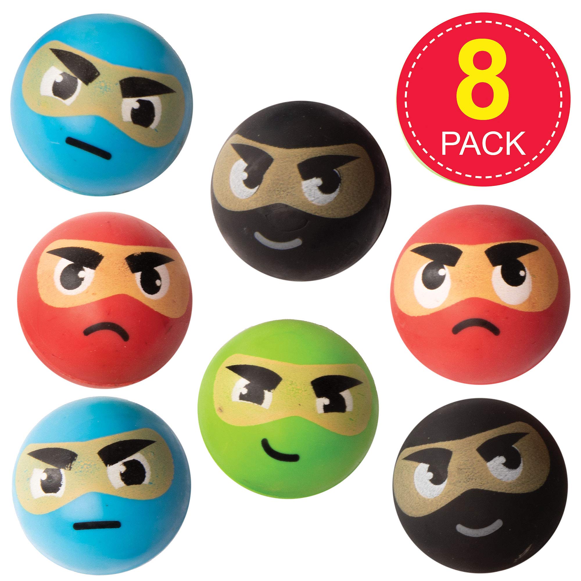 Baker Ross Ninja Jet Balls - Pack of 8 Bouncy Balls, 32mm, Assorted Colors