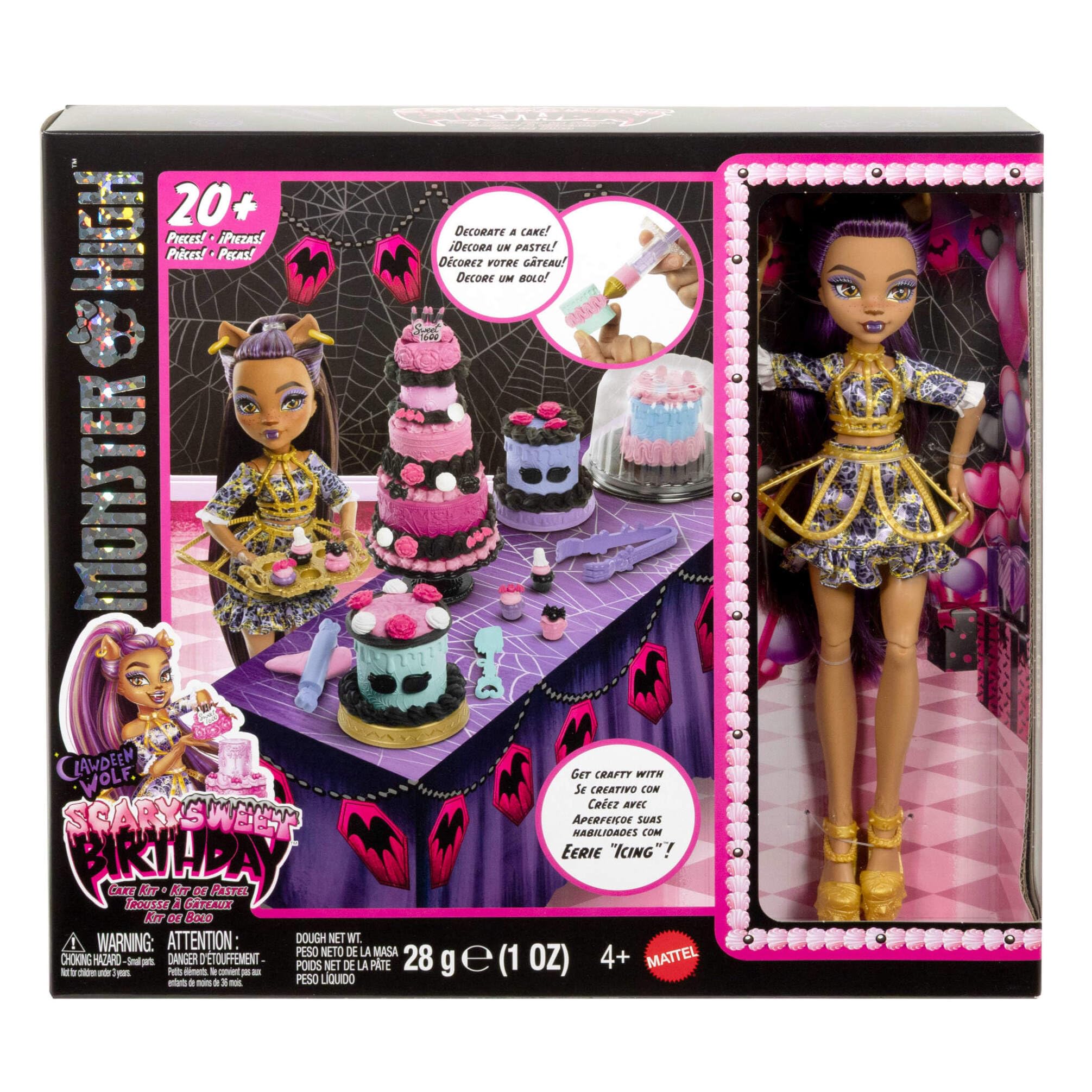Monster High Scary Sweet Birthday Cake Kit with Clawdeen Wolf Doll - 30-Piece Cake Decorating Playset for Kids 4-10 7