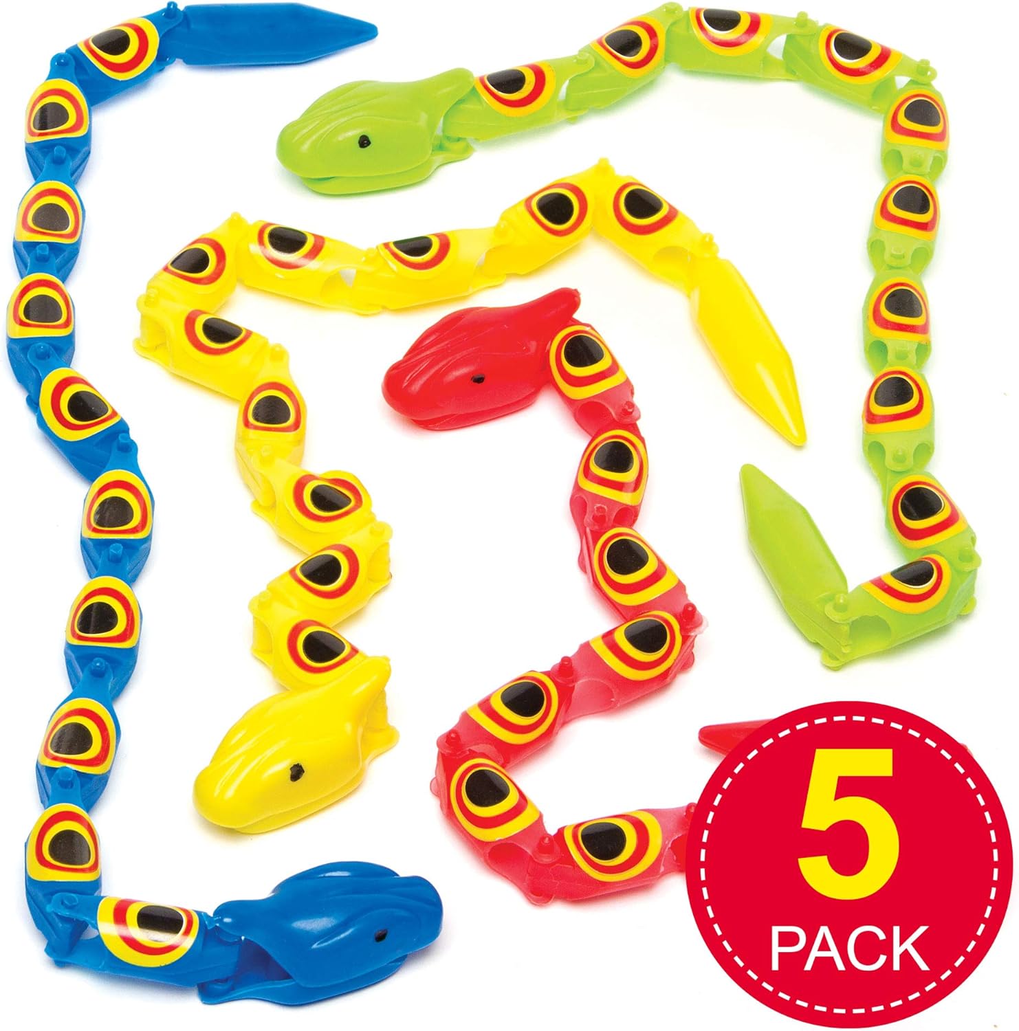 Baker Ross Jointed Wiggly Snakes - Fun Party Filler Toy for Kids (Pack of 10, Assorted Colors) 4
