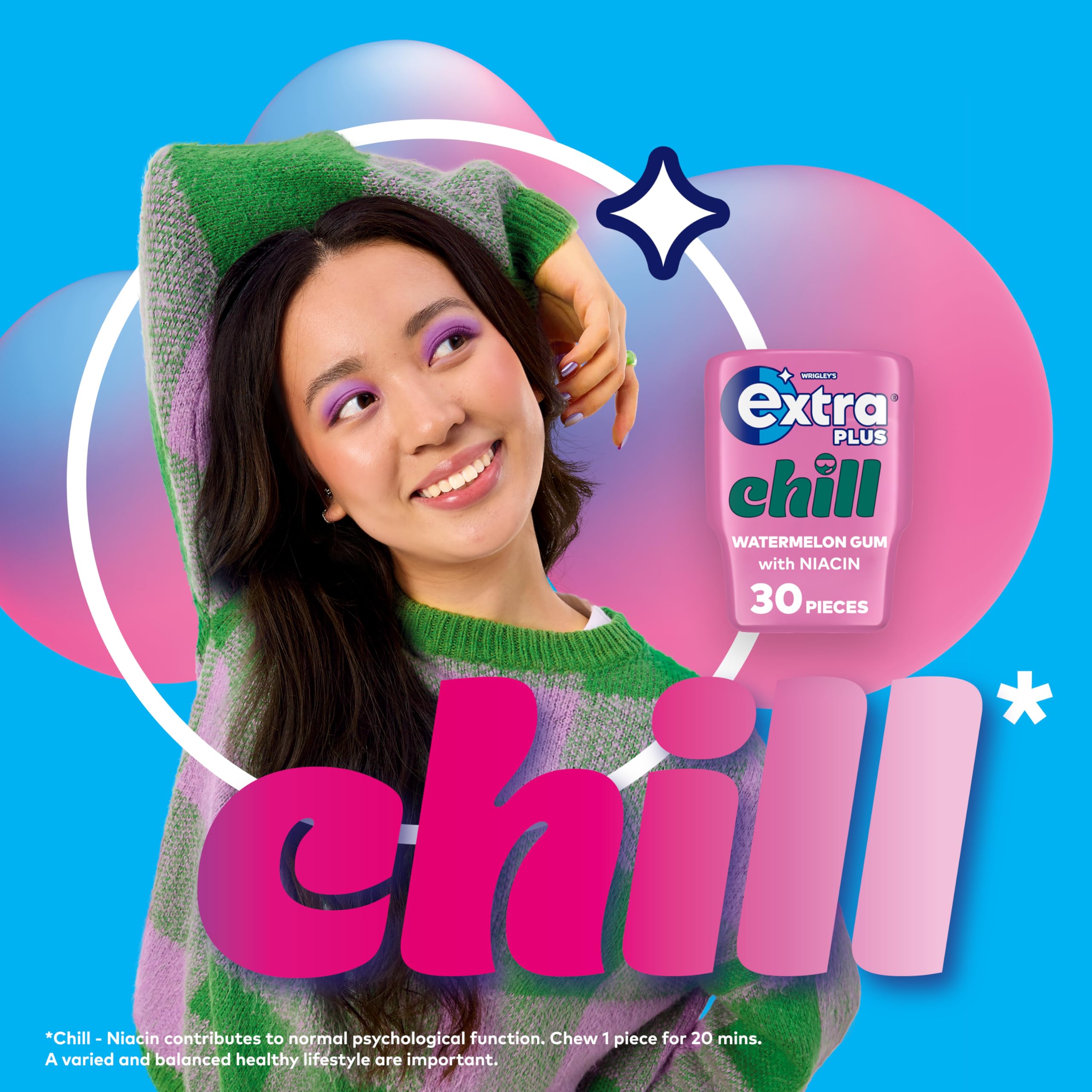 Extra Plus Chill Sugar Free Chewing Gum - Watermelon Flavor | 30 Pieces Bottle 4