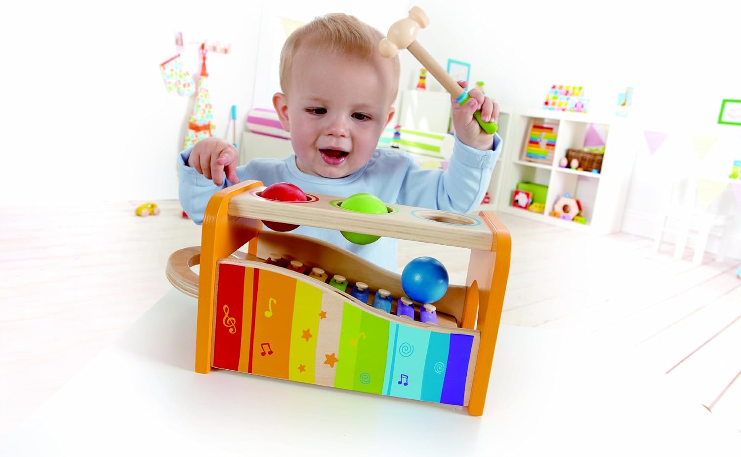 Hape Pound & Tap Bench with Slide-Out Xylophone - Musical Learning Toy for Toddlers 12M+ 7