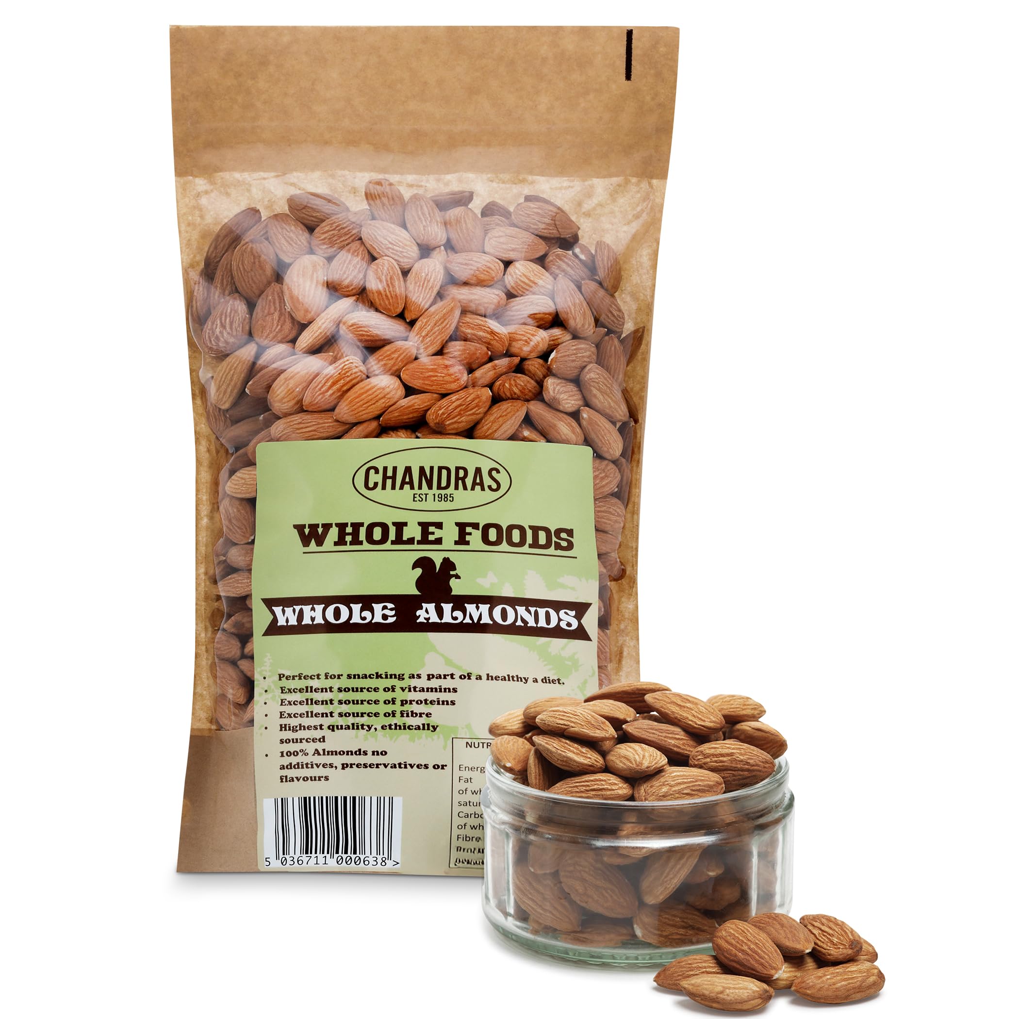 Chandra Whole Foods – Mandeln 1 kg – Hochwertige rohe Mandeln zum Naschen, Backen und für Smoothies