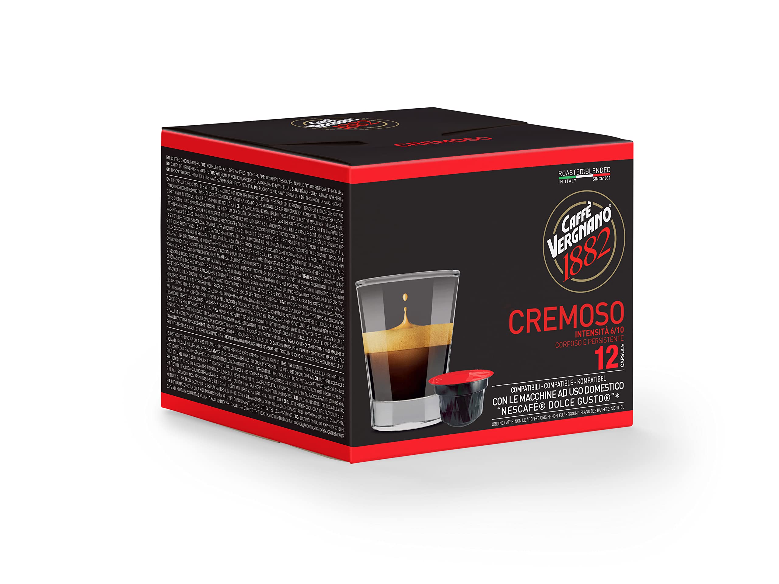 Caffè Vergnano 1882 Coffee Capsules - Compatible with Nescafé Dolce Gusto | 12 Count