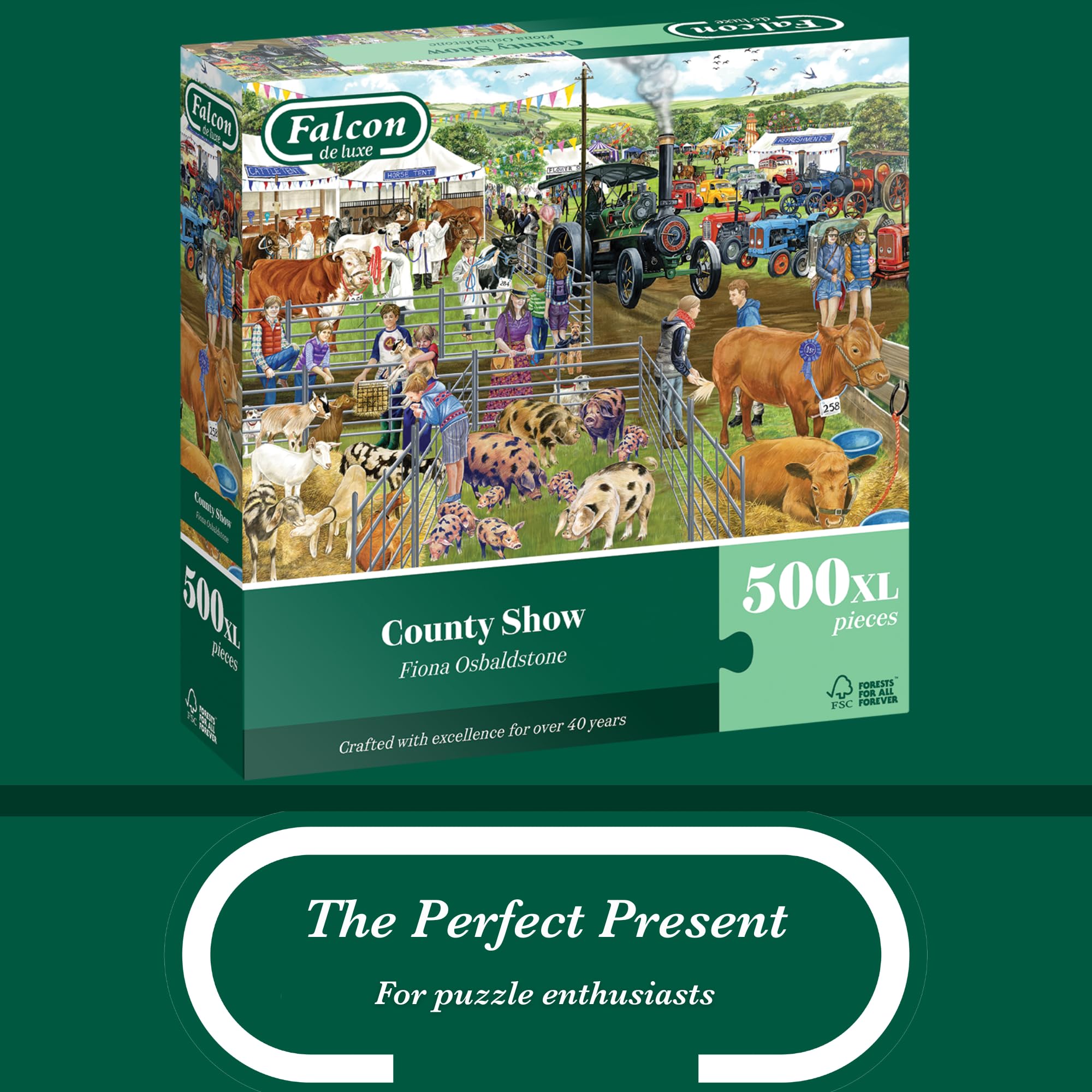 Falcon County Show 500 XL Piece Jigsaw Puzzle - Illustrated by Linda Birkinshaw