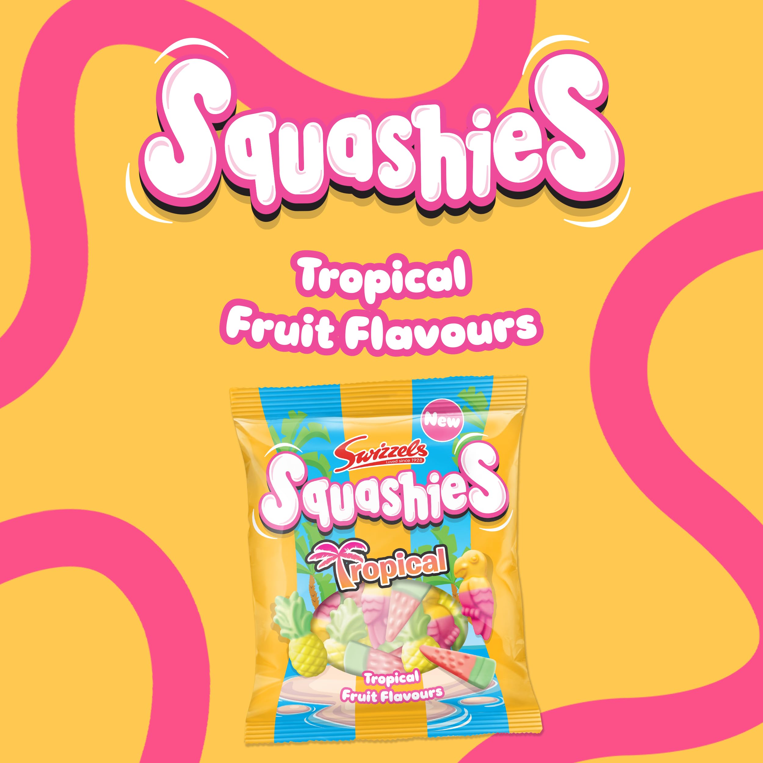 Swizzels Squashies Tropical Flavour 100g – Fruchtige Kaubonbons mit lustigen Formen 4