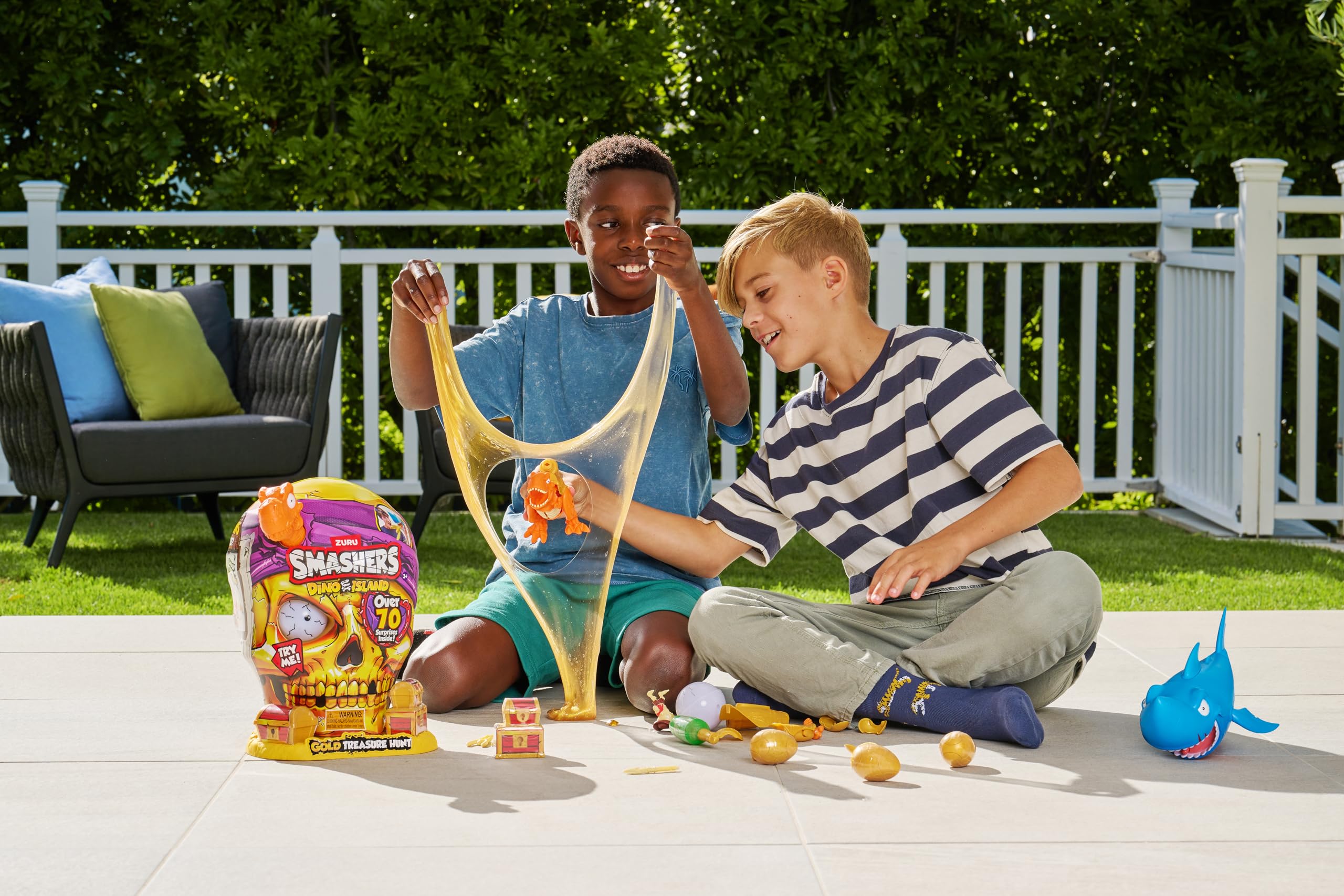 ZURU SMASHERS Dino Island Gold Treasure Hunt - Orange Dinosaur Skull Playset for Kids 4