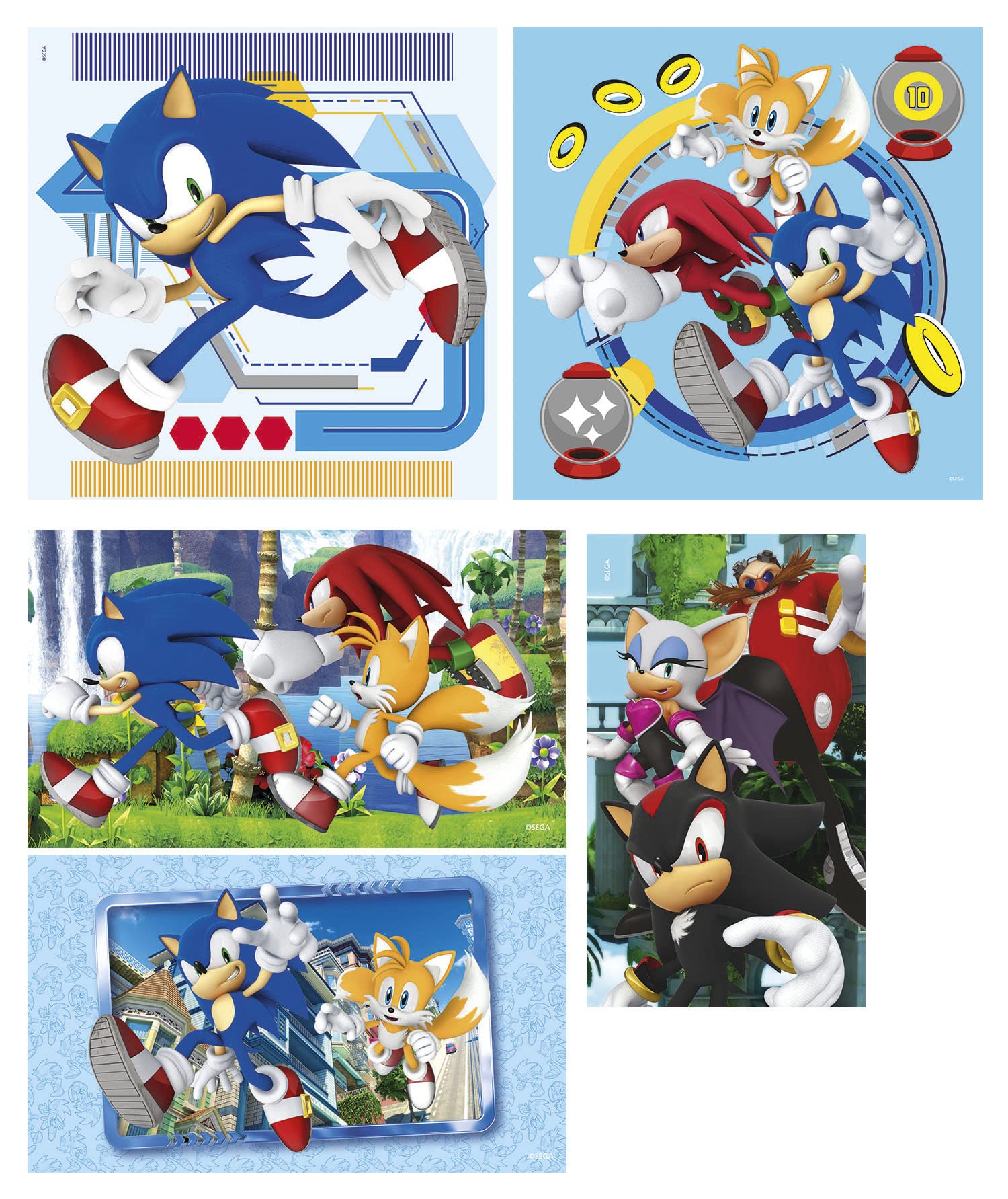 Clementoni Sonic Supercolor 10-in-1 Jigsaw Puzzle Set - 330 Pieces for Ages 4+ 4