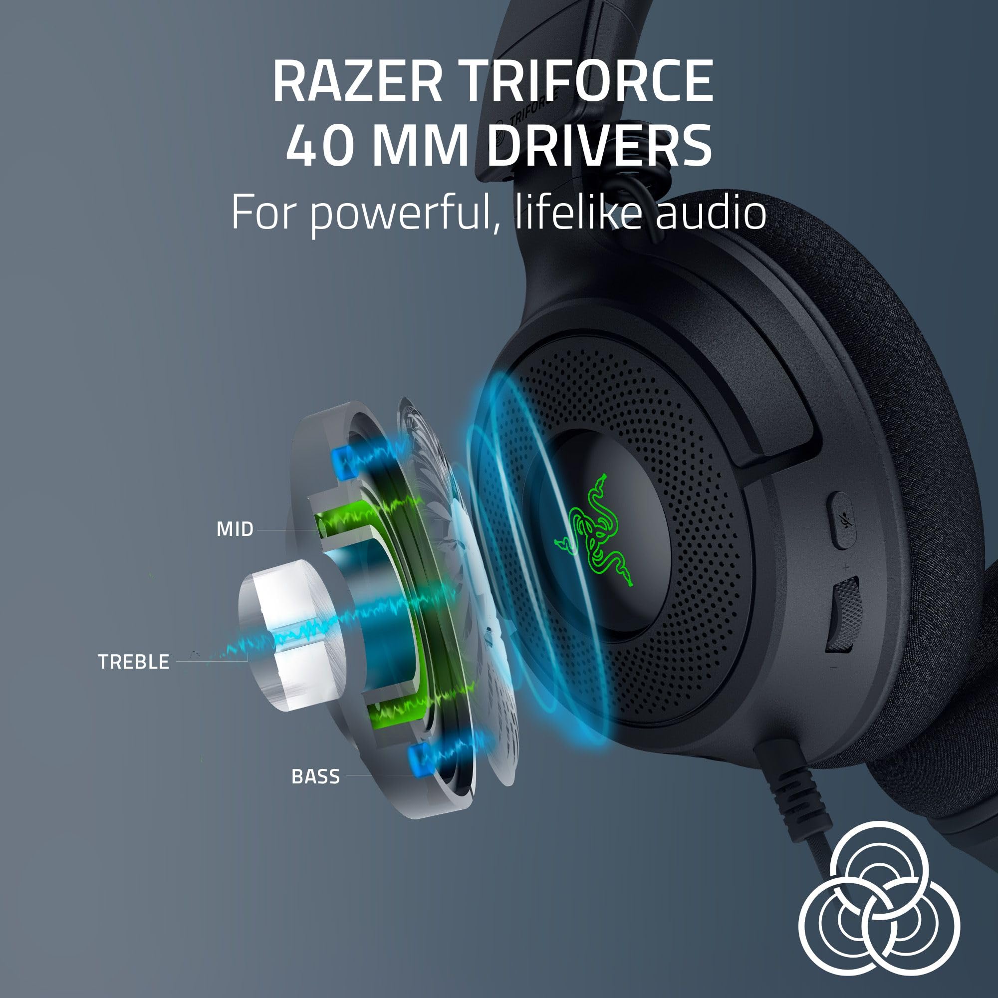 Razer Kraken V4 X – Kabelgebundenes PC-Gaming-Headset mit TriForce 40-mm-Treibern, 7.1-Surround-Sound, einziehbarem Mikrofon und Chroma RGB – Schwarz 7